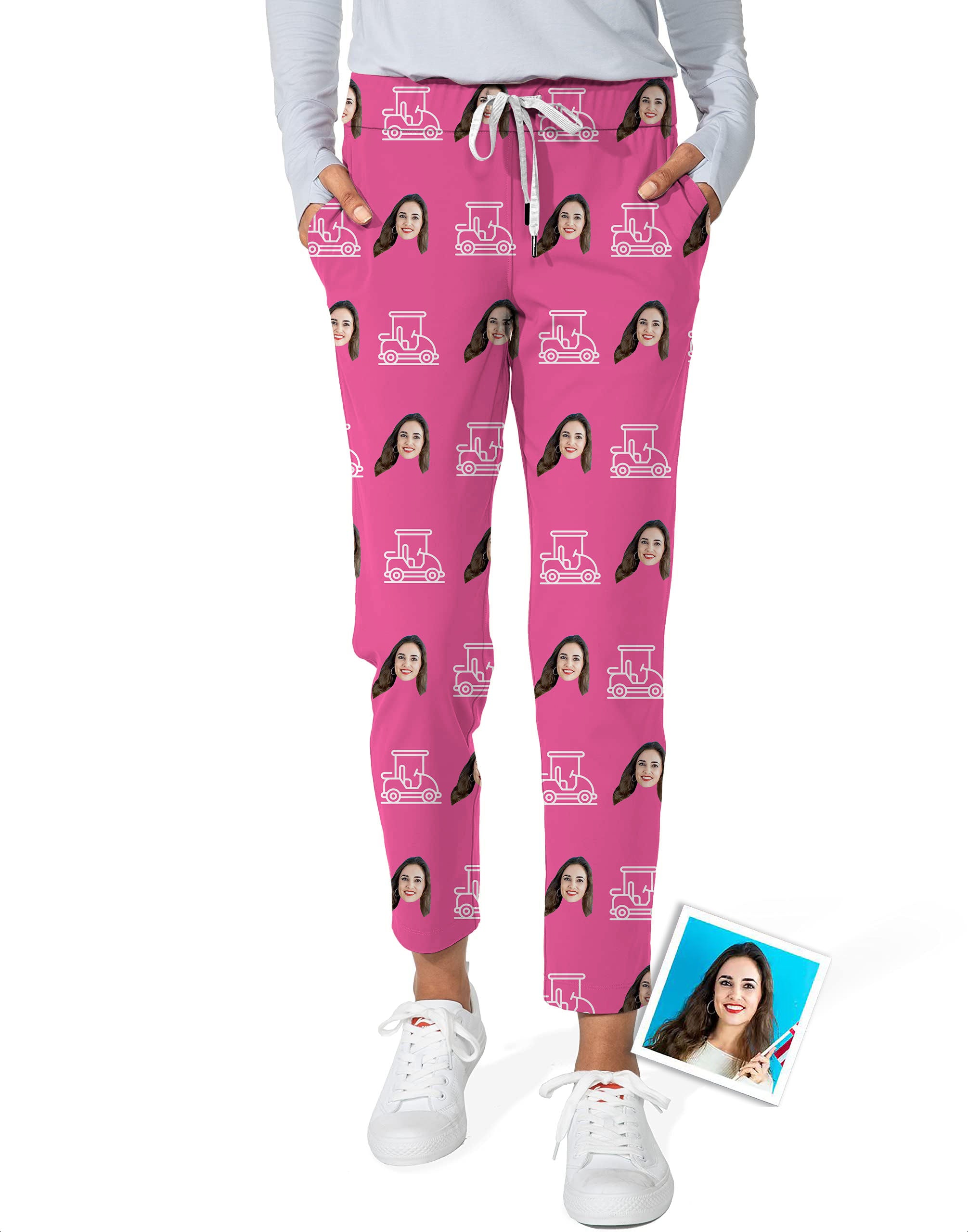 Custom Photo Funny Face Women's 7/8 Stretch Ankle Golf Pants Gift