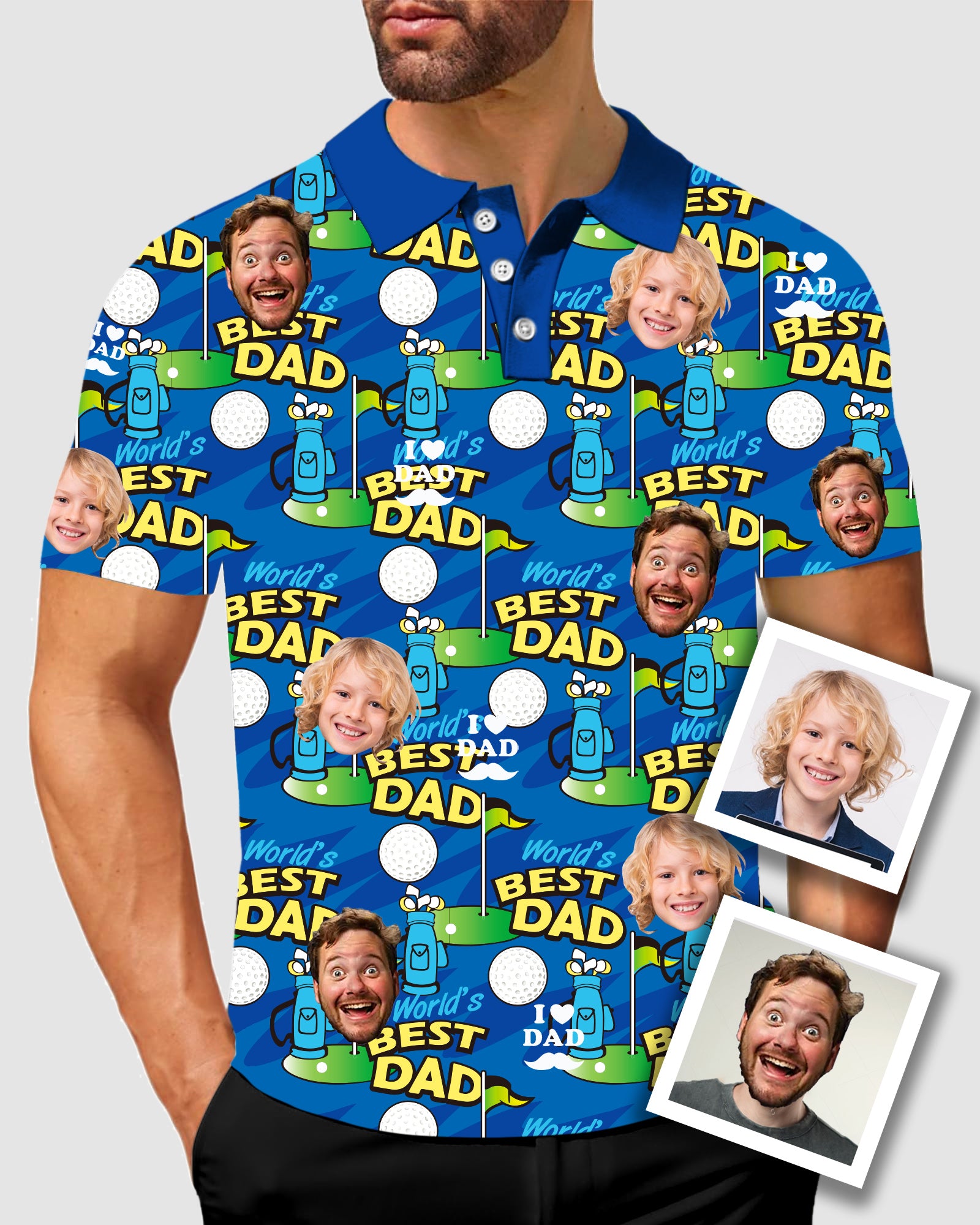 Men's To My Dad Custom Face Men's Golf Polo Father's Day Gift Polo