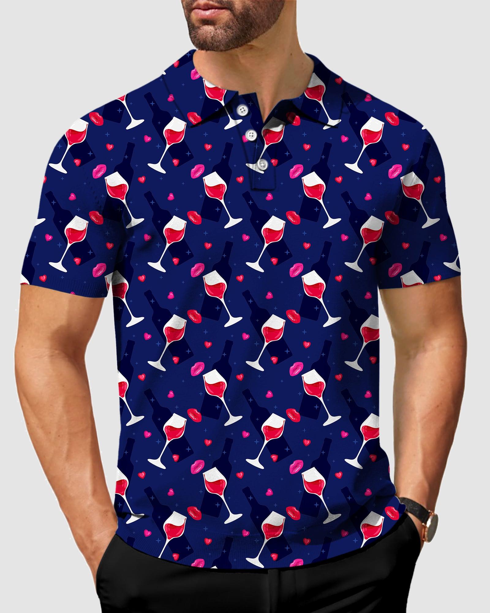 Men's golf red wine polo