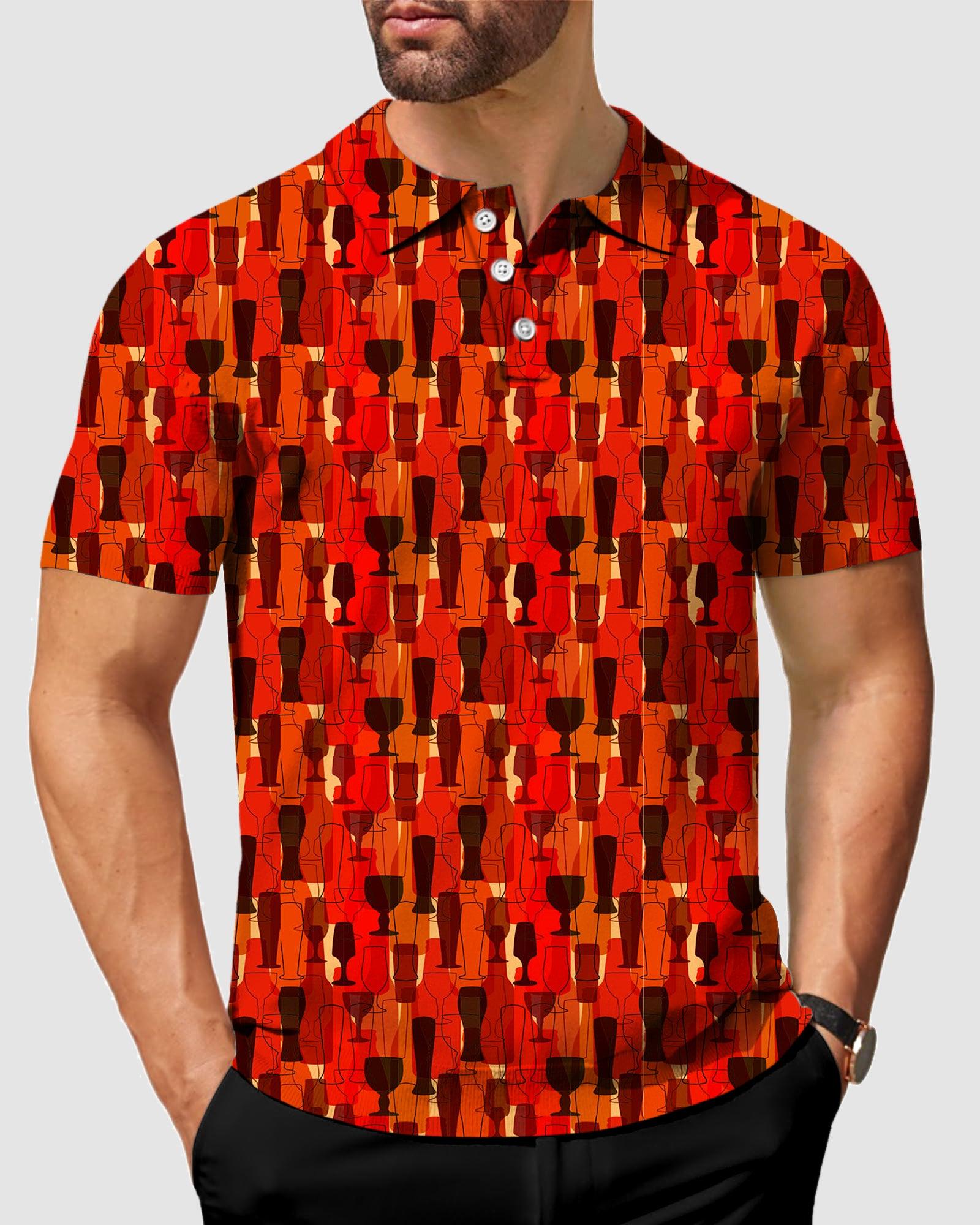 Men's golf red wine polo