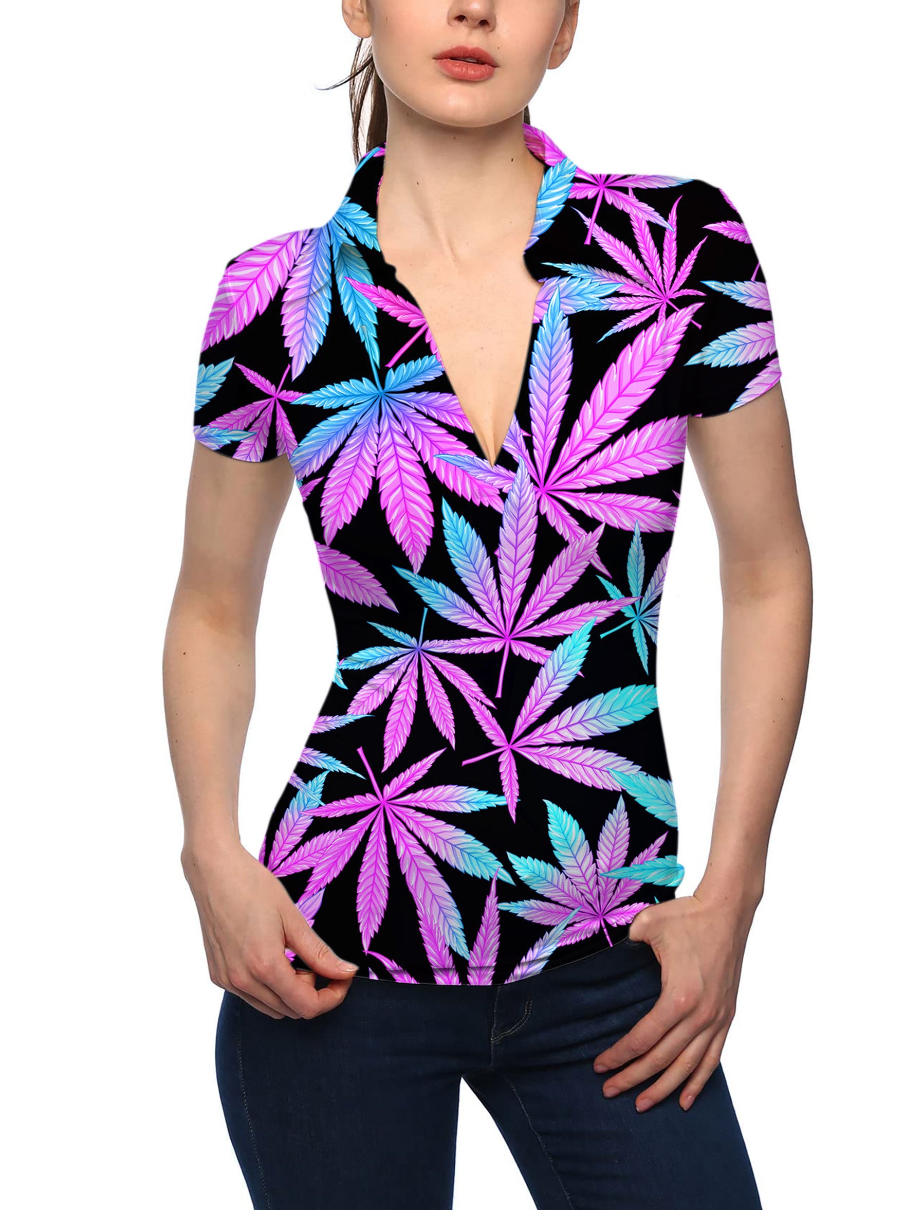 Women's Purple Dreams V Neck Golf Polo