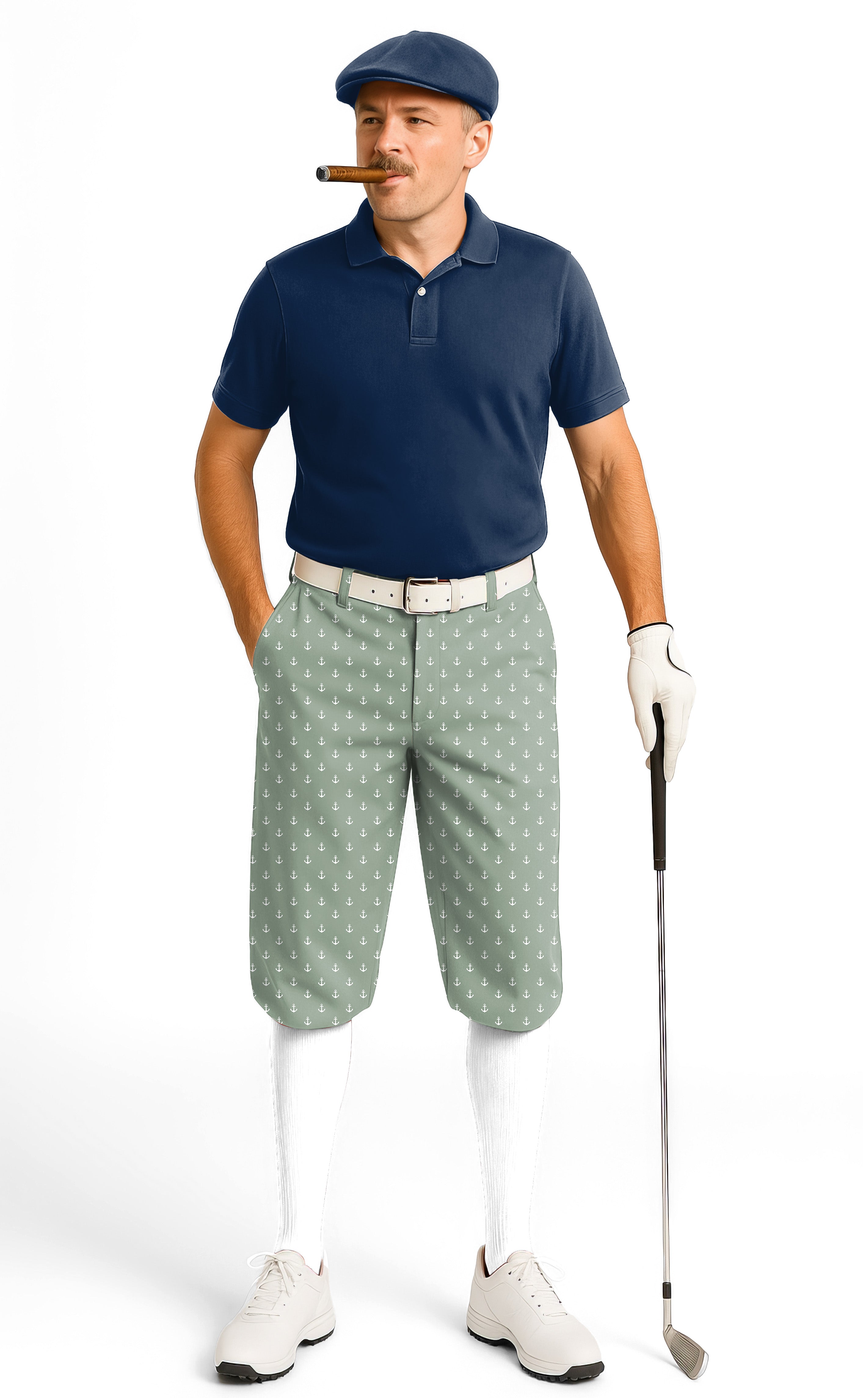 Light Green Anchor Men's Golf Knickers Pants