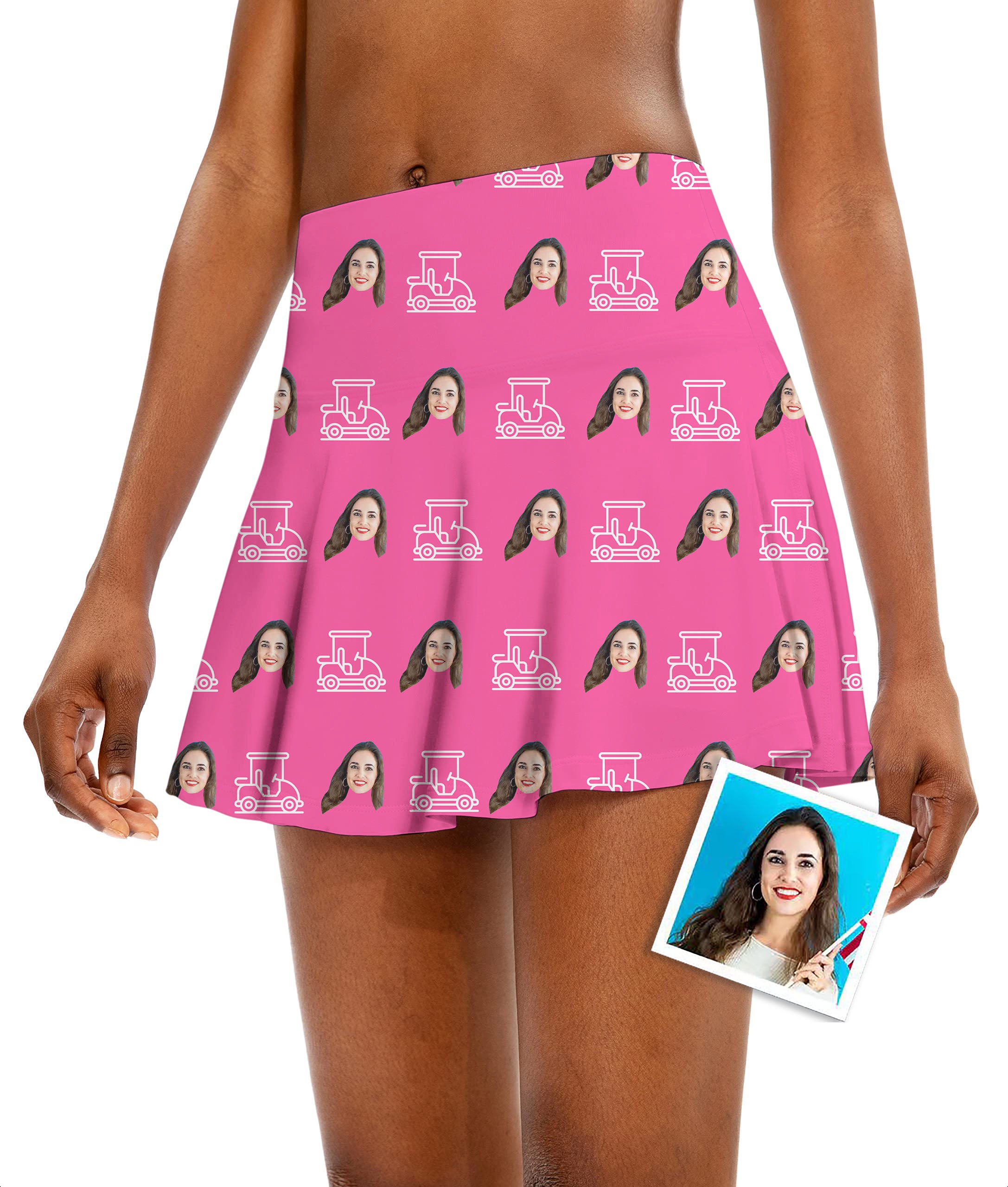 Custom Photo Funny Face Women's Athletic Golf Skorts Flared Skirts Gift