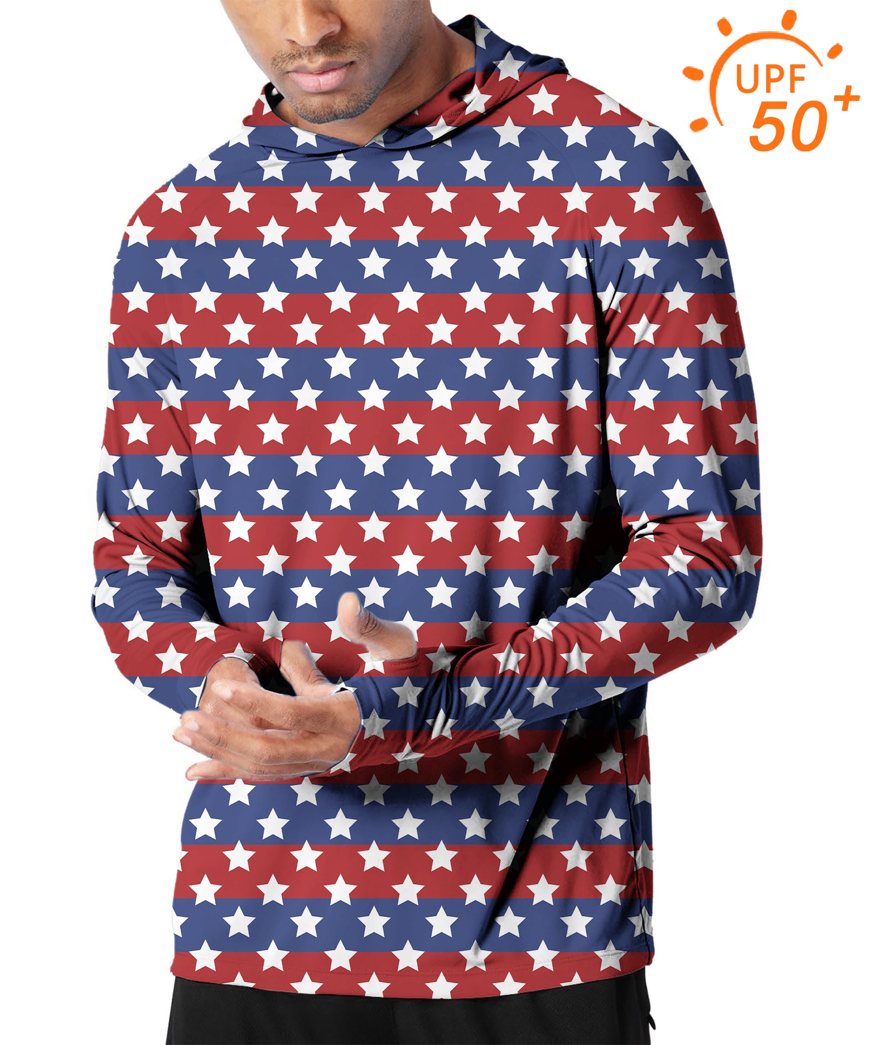 Men's Outdoor US Flag Stars Golf Sun Protection Slim Fit hoodies
