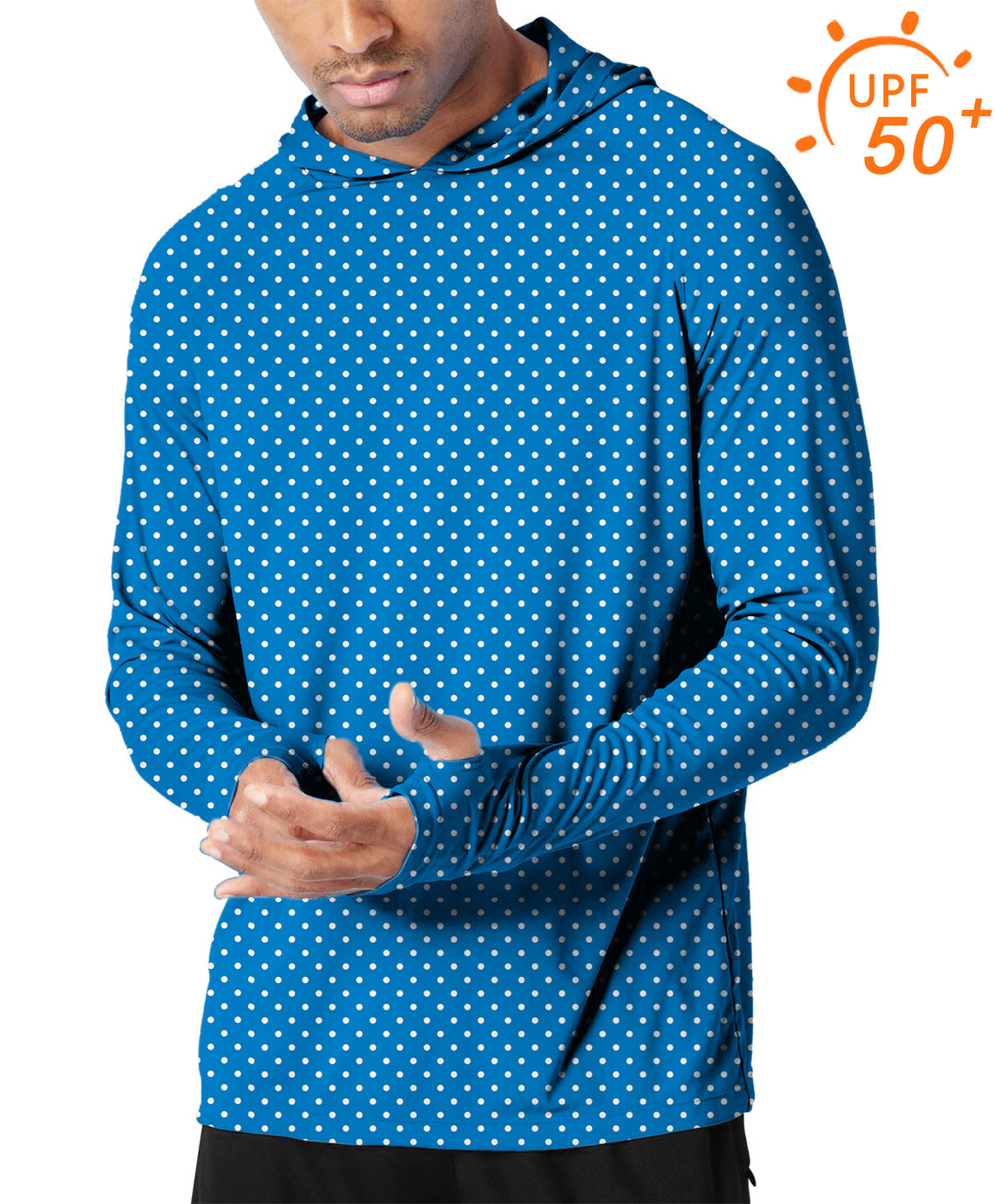 Men's Outdoor Sky blue with white polka dots Golf Sun Protection Loose Fit hoodies