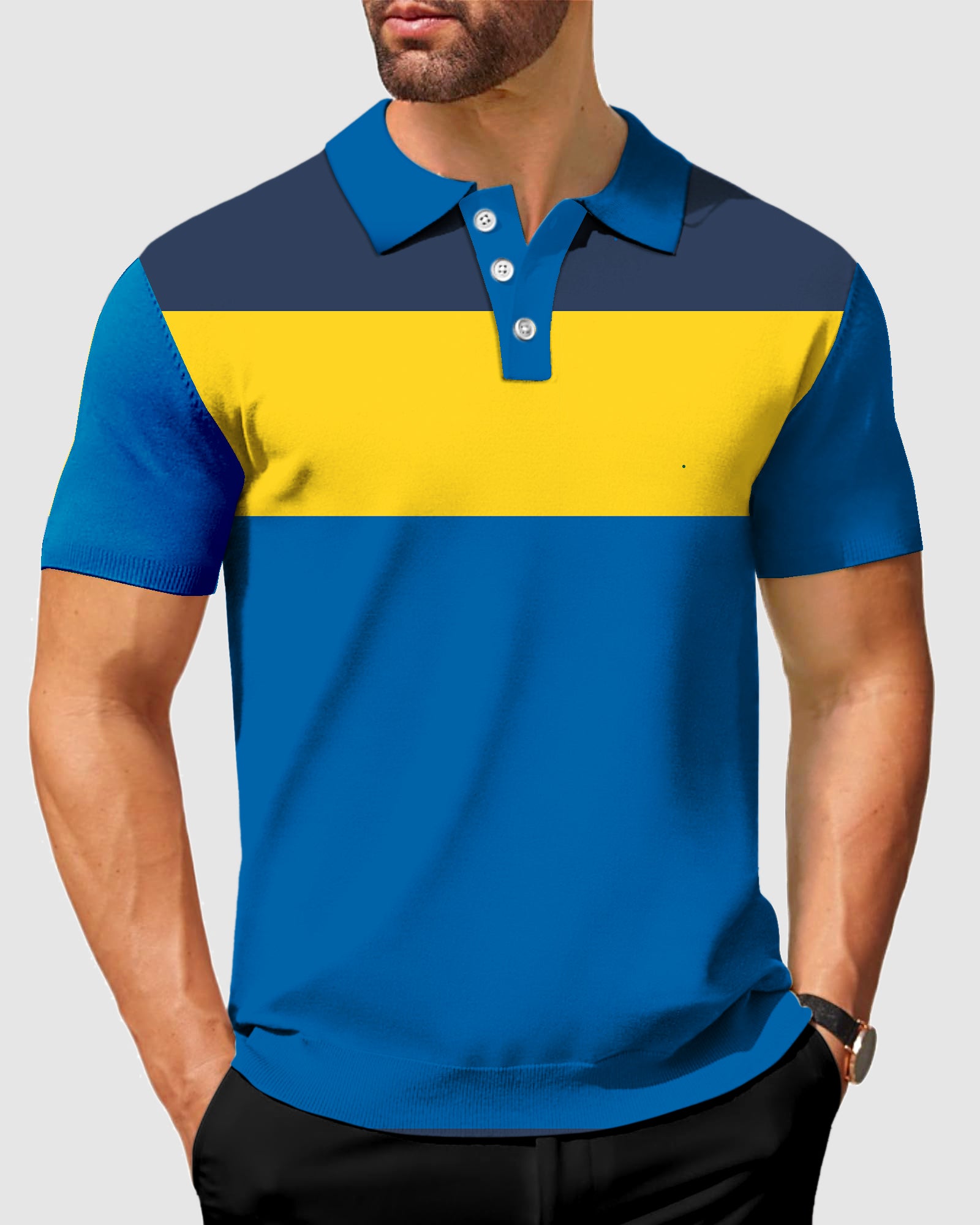 Men's Thick Horizontal Stripes-Stripe Series Polo