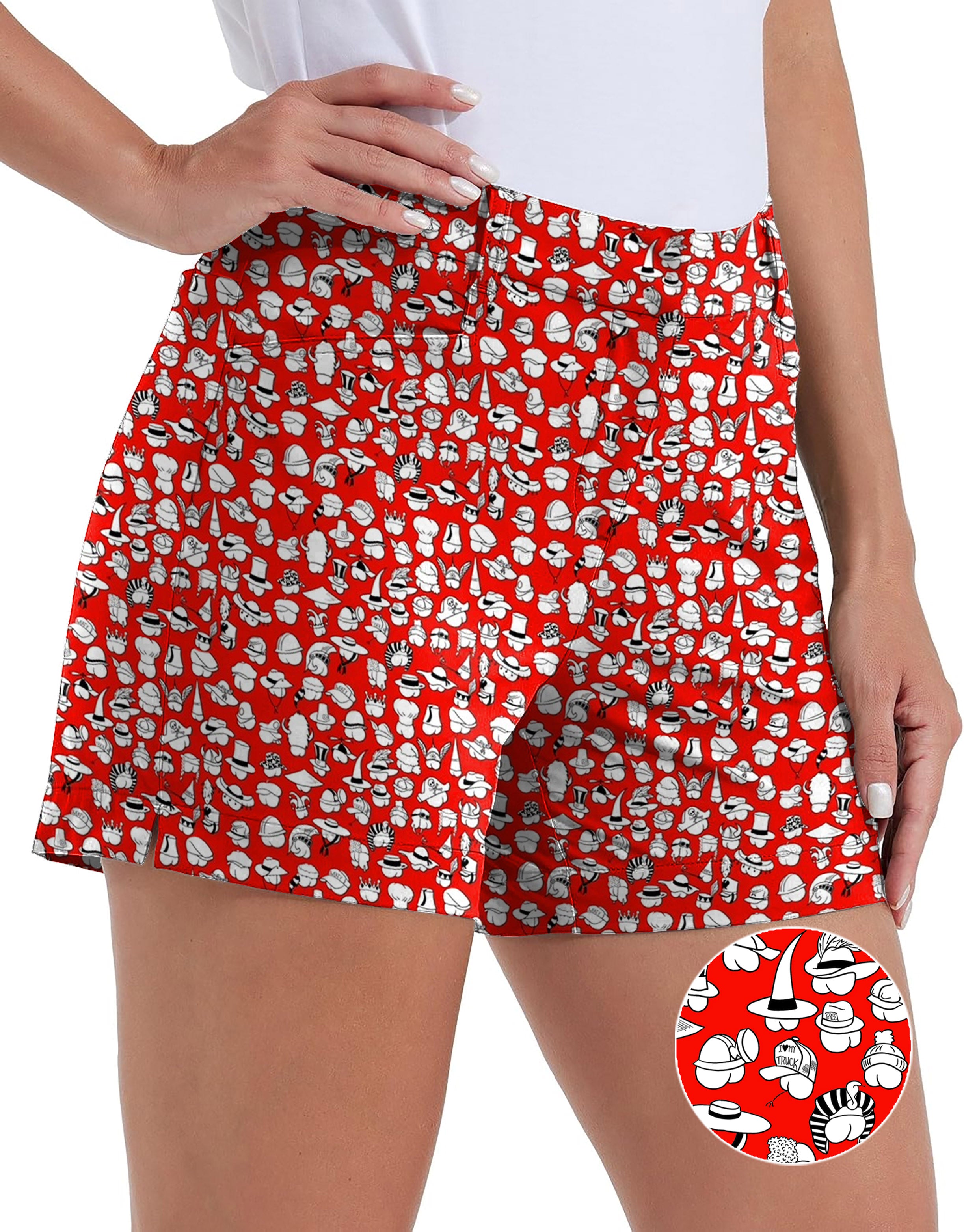 Red Versatile Hips Designer style Polo Own Logo 4.5/7/10 Golf Shorts Quick-Drying Woman Outdoor Casual Shorts With Pockets Waterproof