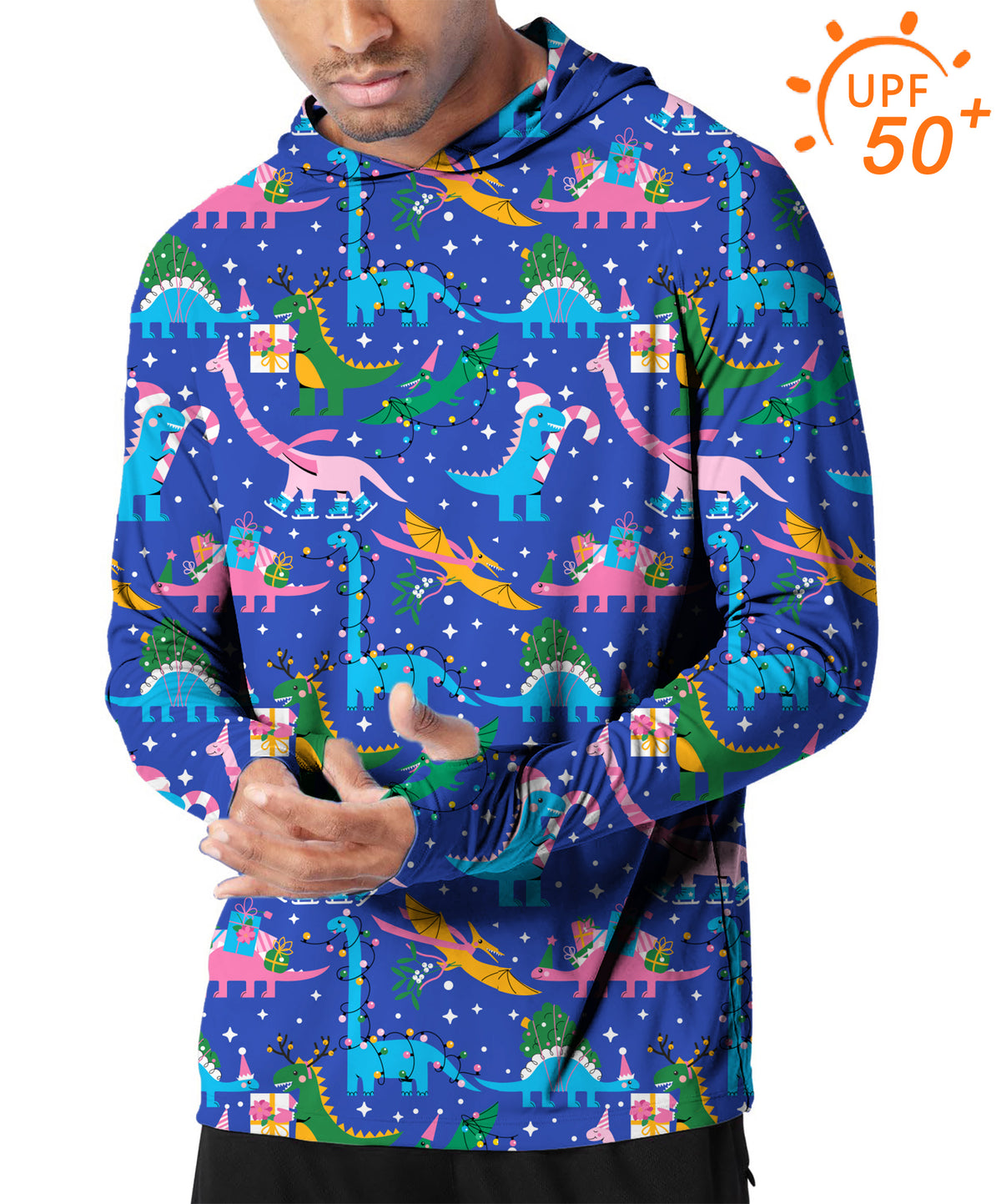 Men's Outdoor Christmas Dinosaur Golf Sun Protection Loose Fit hoodies