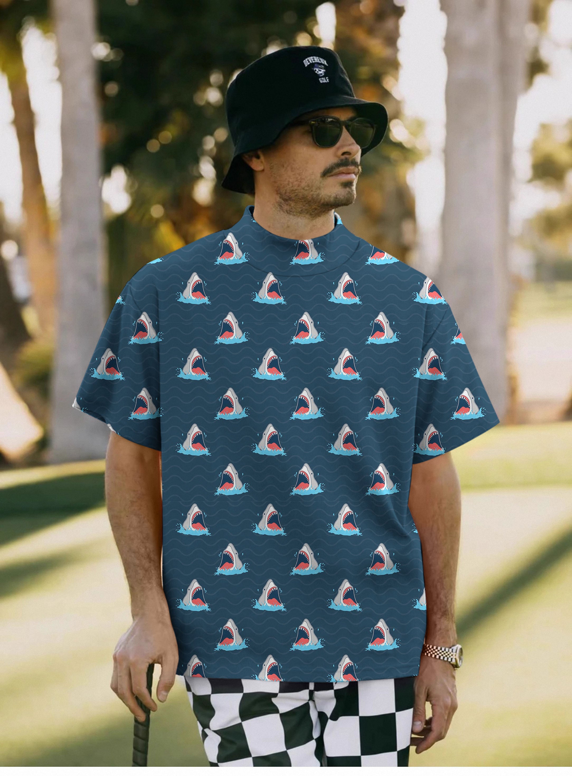 Men's Shark Bait Pullover High neck Long/Short sleeve T-Shirt