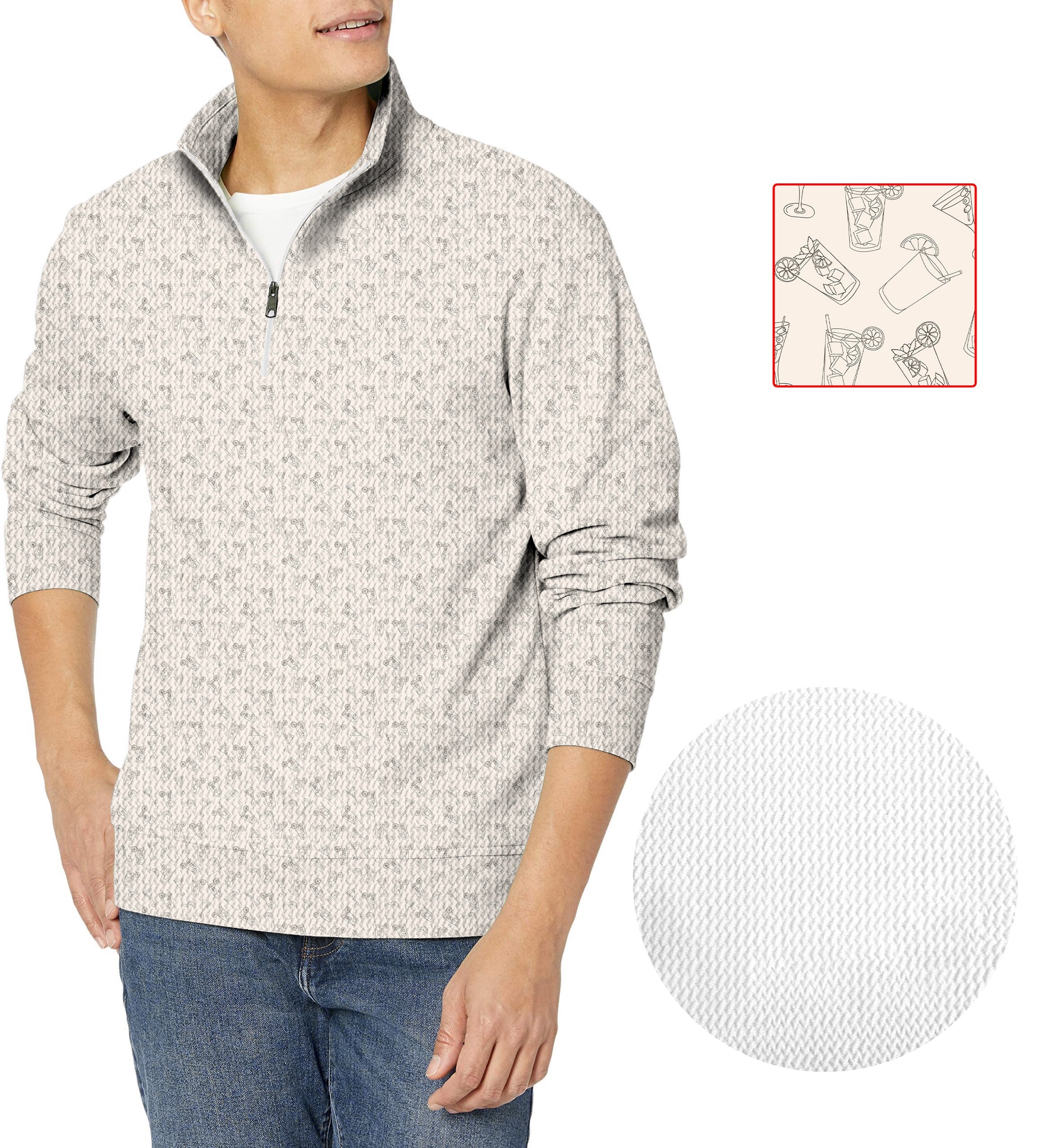 Beige Juice Men's Golf waffle texture zipper pullover sweater