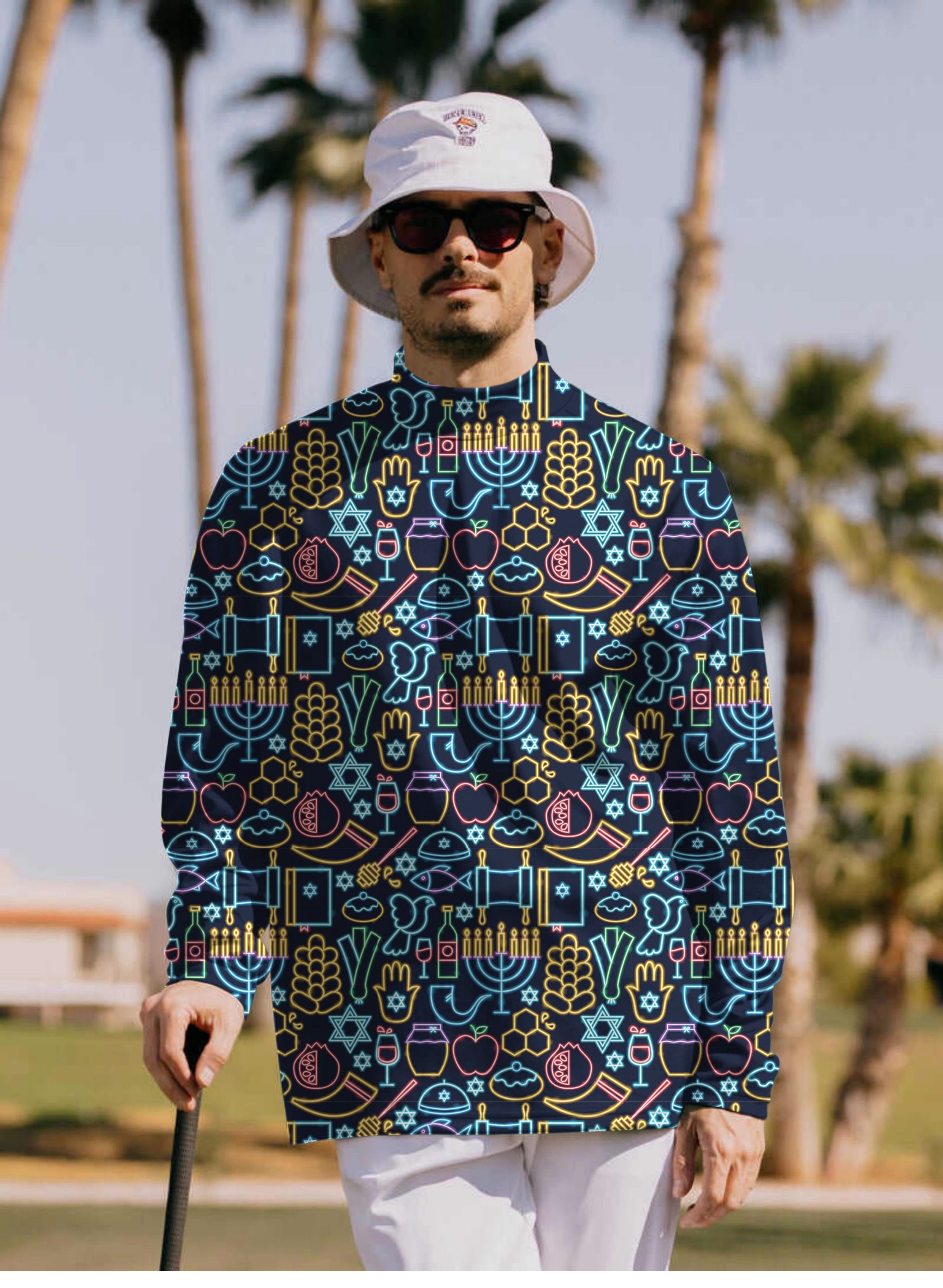 Men's Neon Rosh Hasanah Pullover High neck Long/Short sleeve T-Shirt