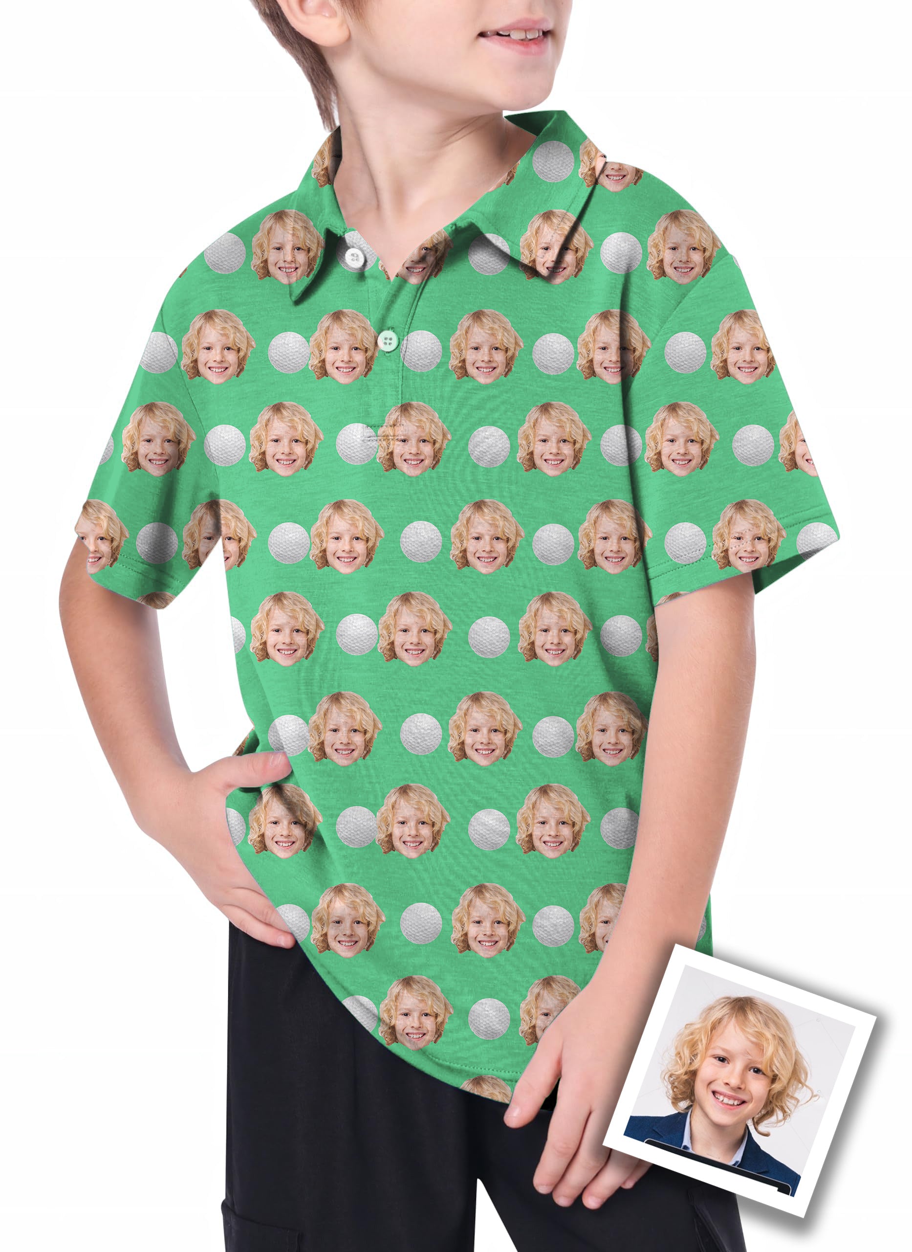 Youth Custom Photo Funny Face Golf Polo Gift