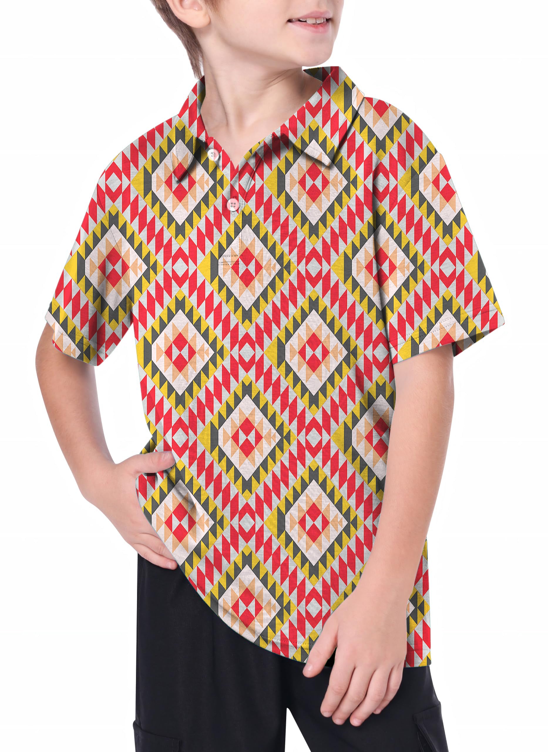 Youth colorful geometric Golf Polo