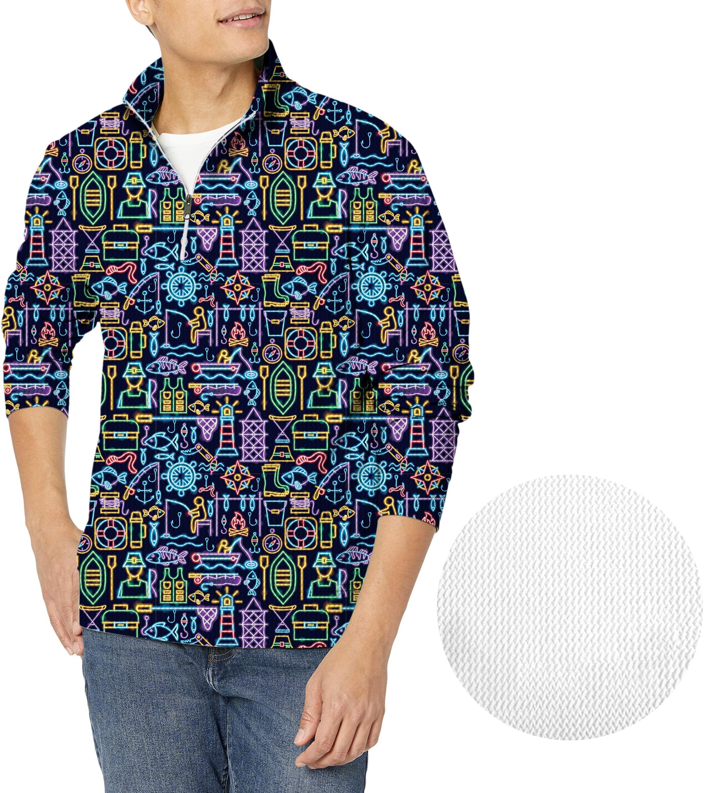 Neon Fisherman-Men's Golf Waffle Zipper Pullover