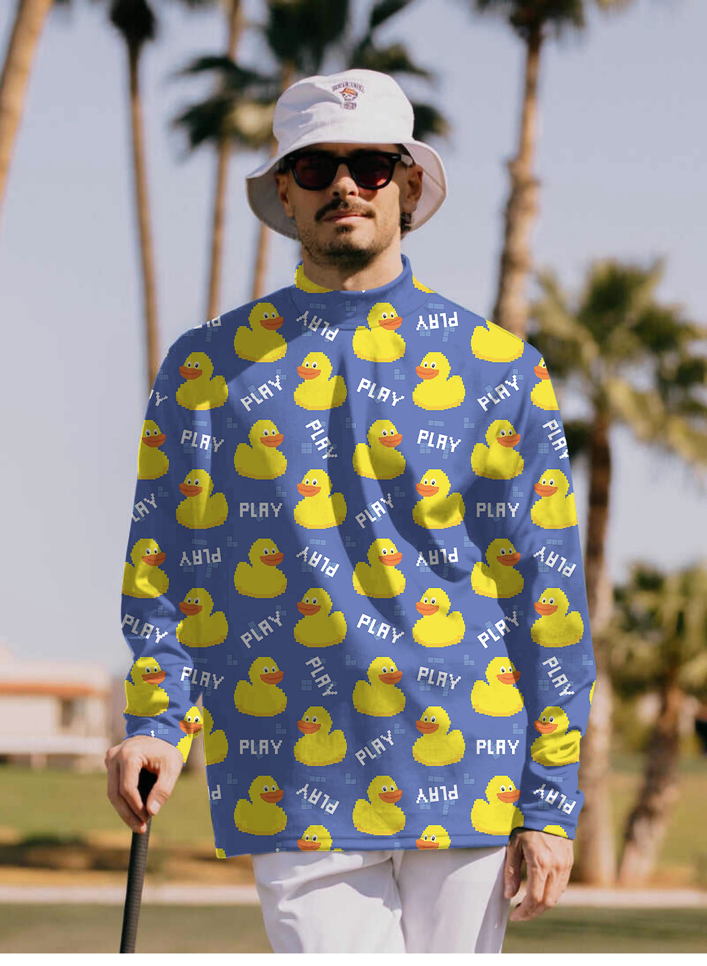 Men's Yellow duck Pullover High neck Long/Short sleeve T-Shirt