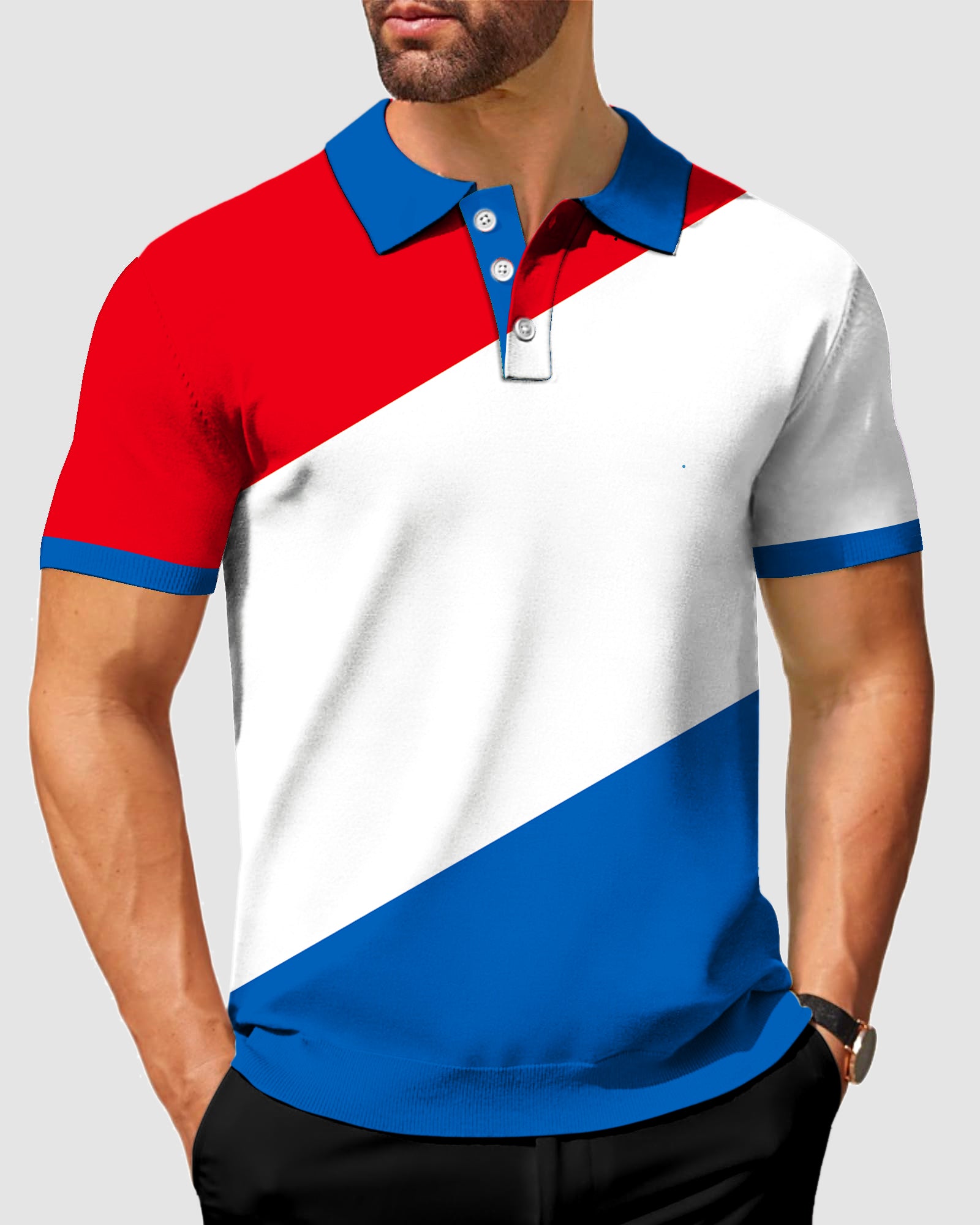 Men's Diagonal Stripes-Stripe Series Polo
