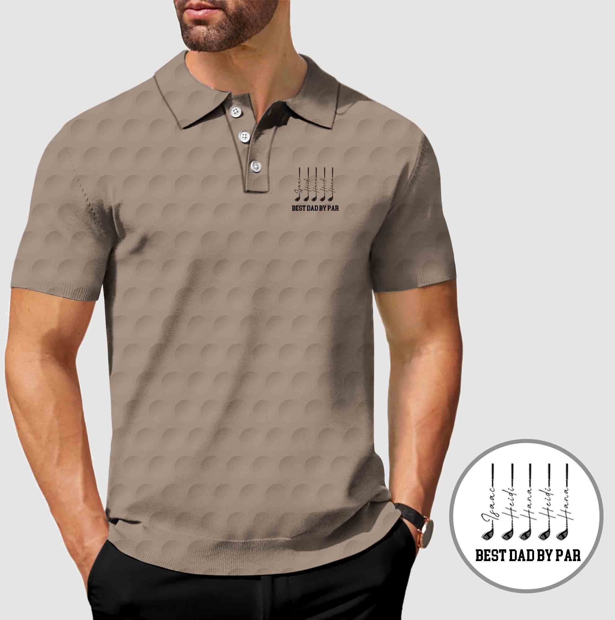 Men's White Golf Ball And Golf Club Print Designer style Polo