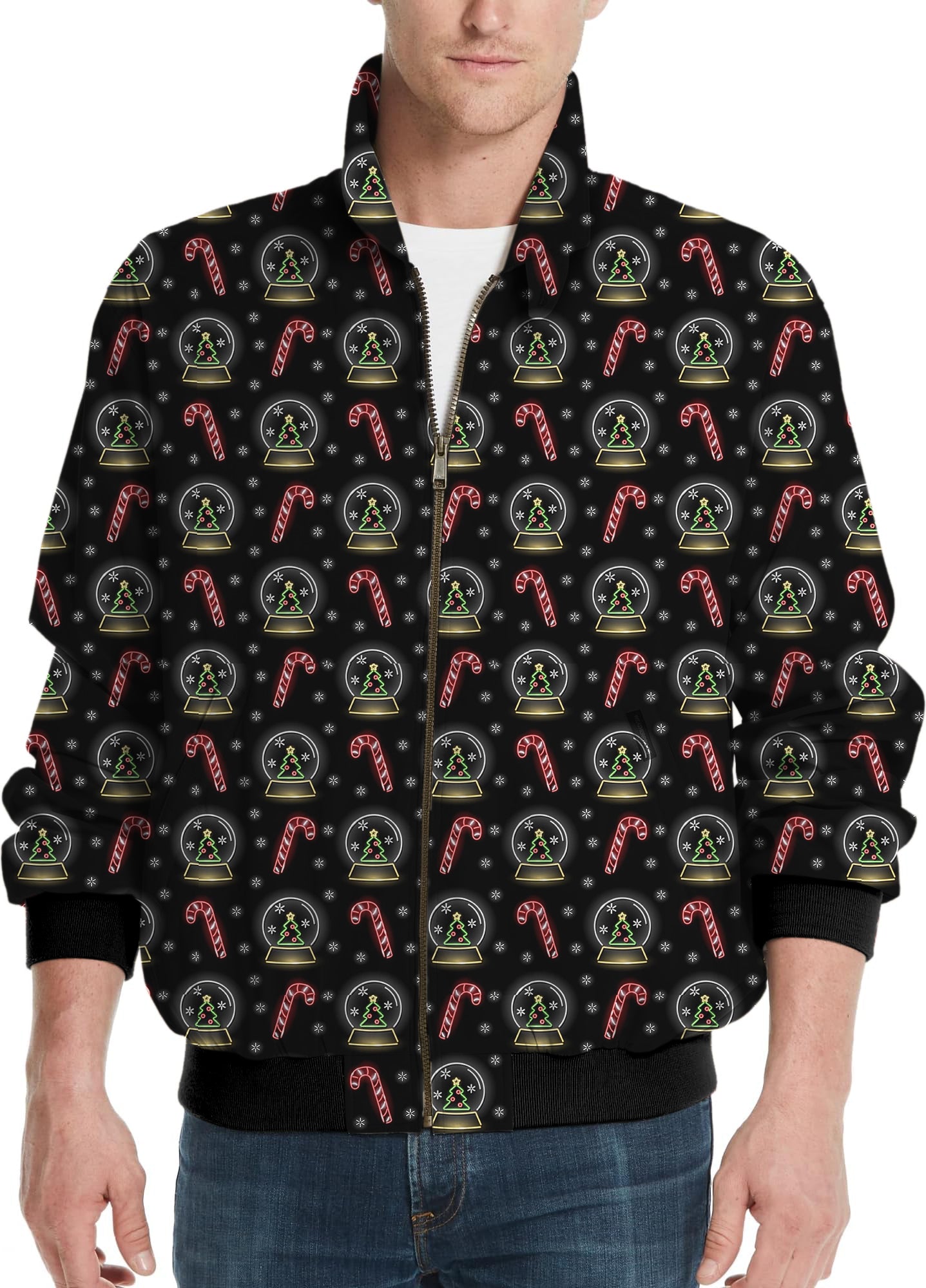 Neon Candy Canes-Men's Golf Windbreaker Light Jacket
