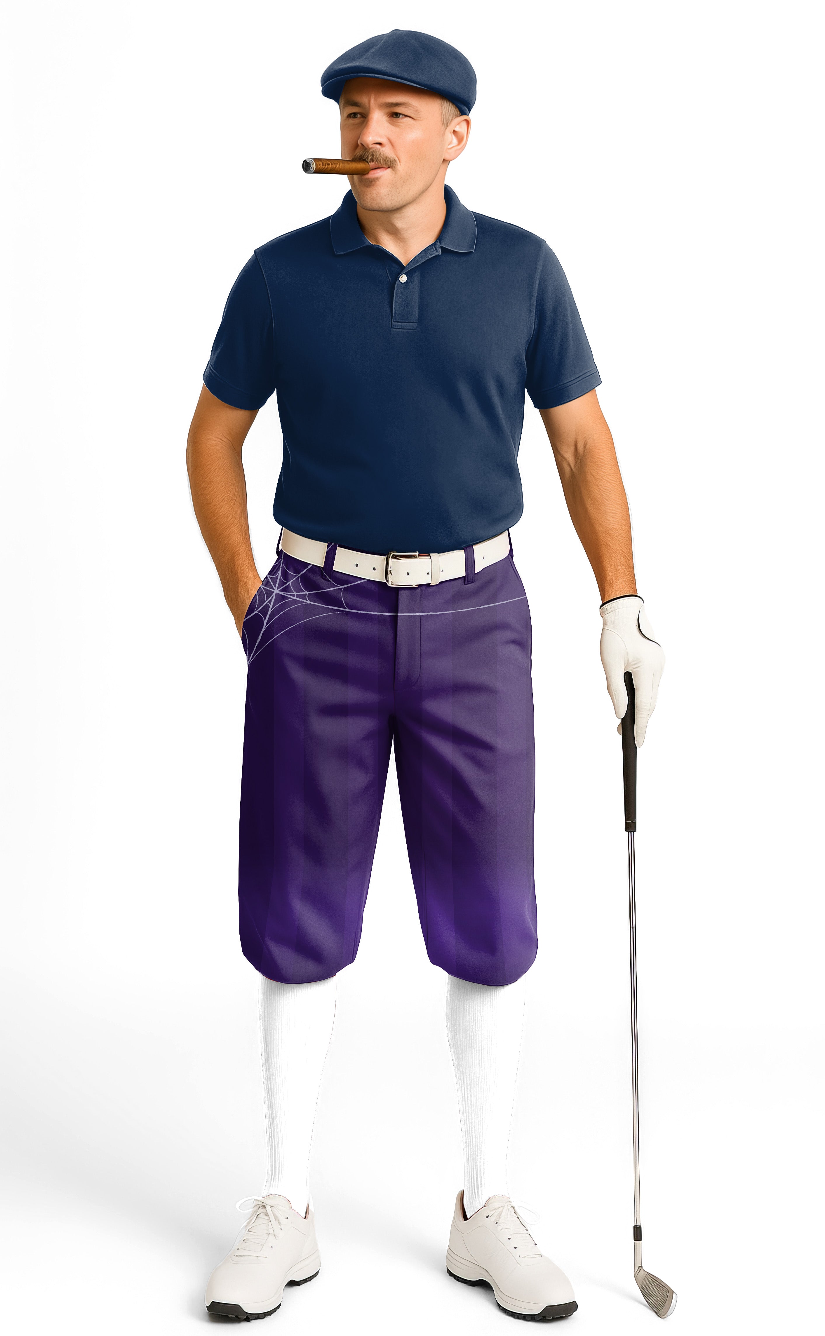 Halloween purple spiderweb Men's Golf Knickers Pants
