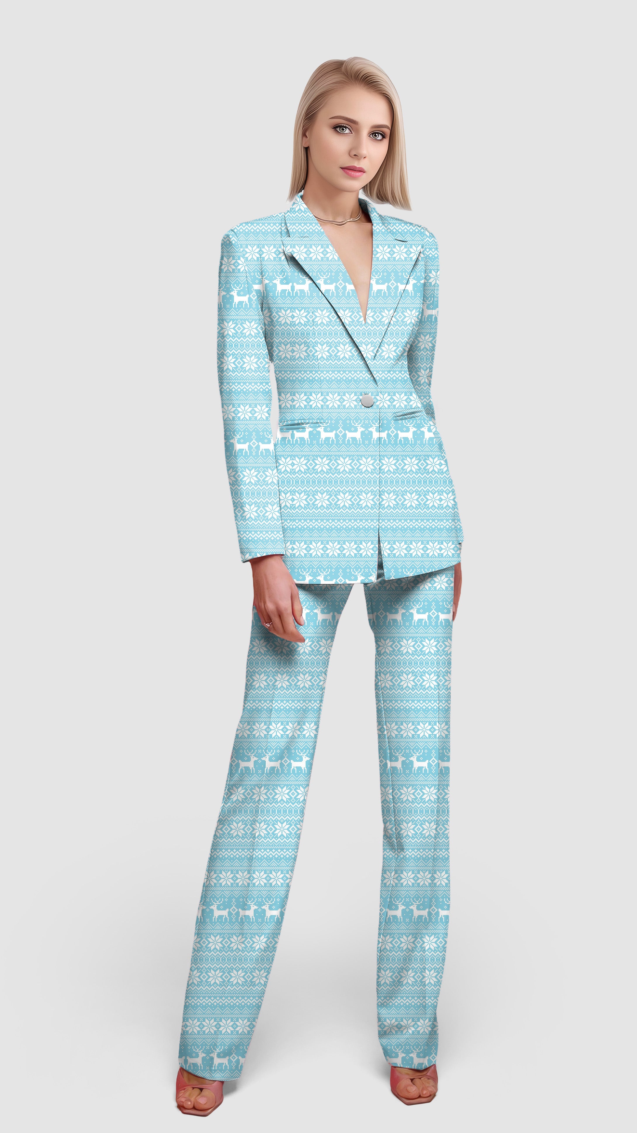 Frozen Wonderland-Women's Blazer Casual Work Office Blazer Suit set