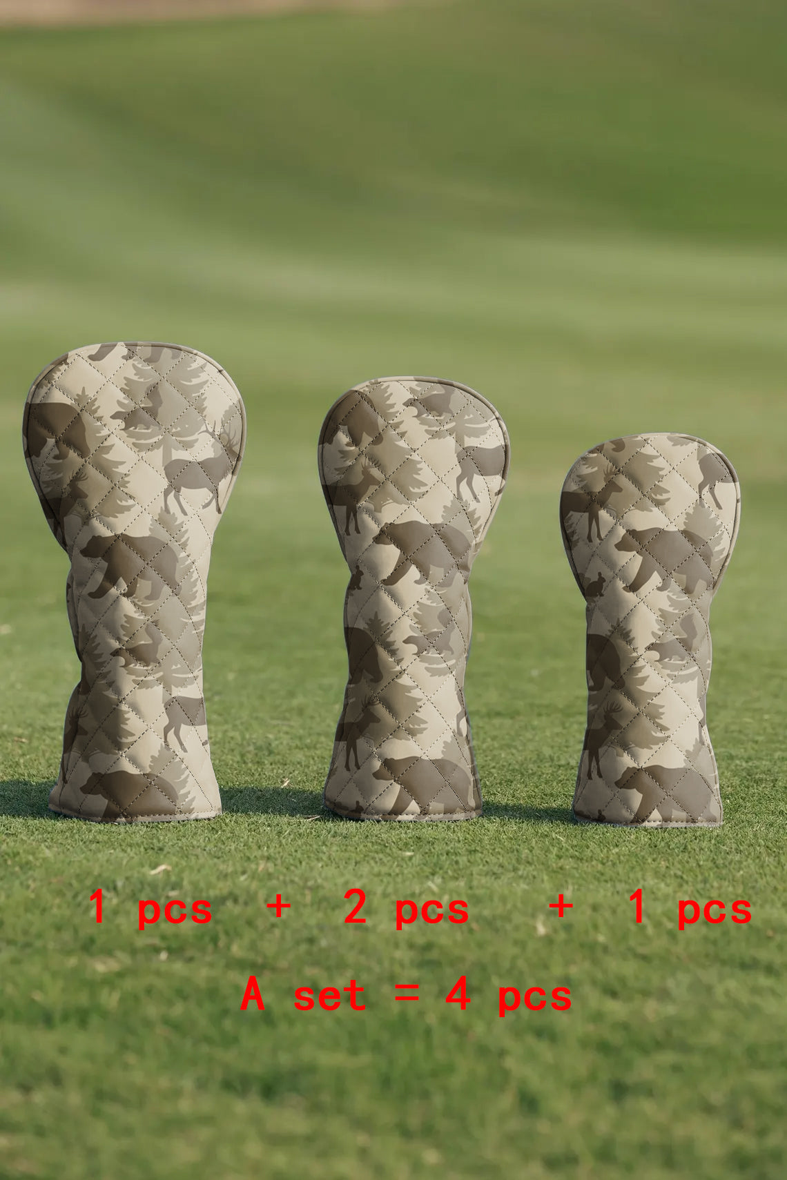Forest animal bear deer Quilting Golf Cover Set Digital Printing Sewing The Perfect Gift For Your Favorite Team 4 Pcs Set