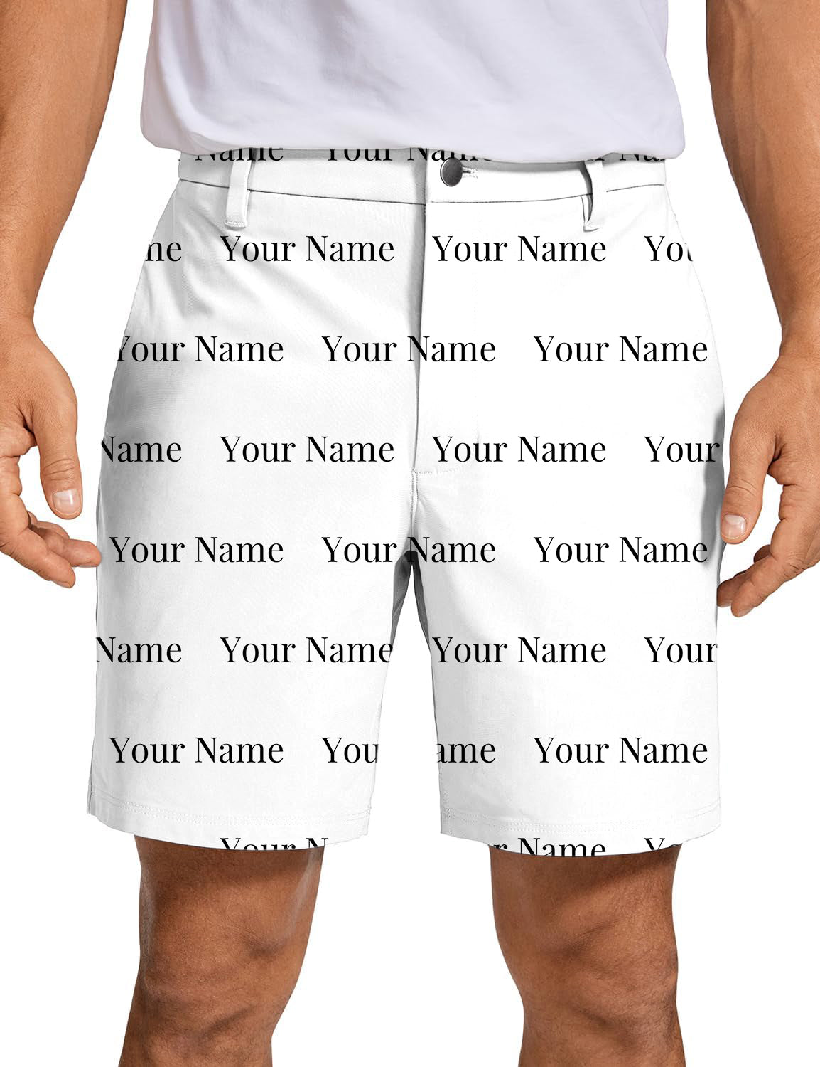Men Custom name white Golf Shorts