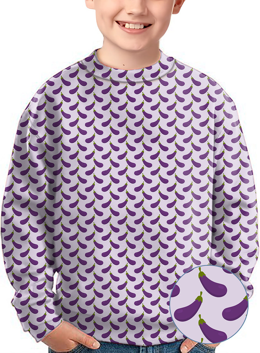 Purple eggplant Crewneck Pullover Kids Ugly Sweater