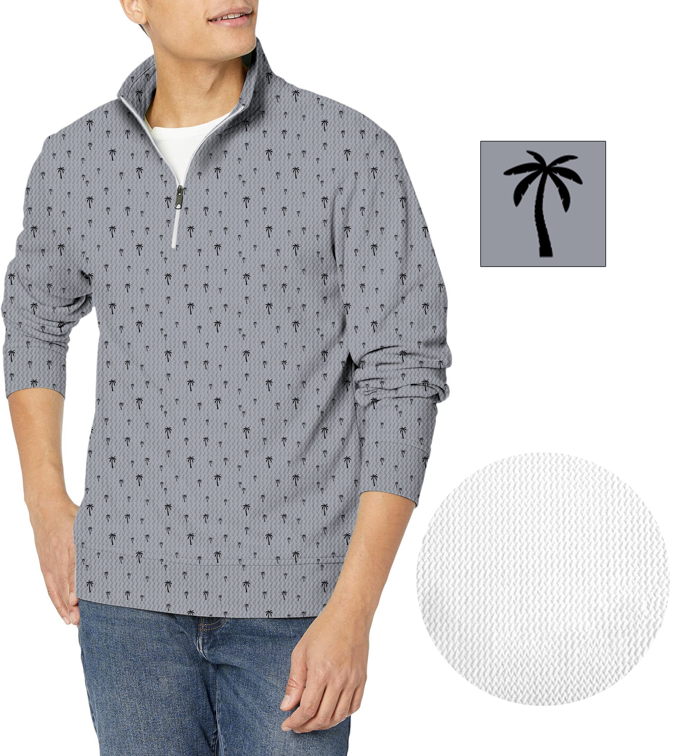 Coconut Palm Custom The Background Color Men's Golf Waffle Zipper Pullover
