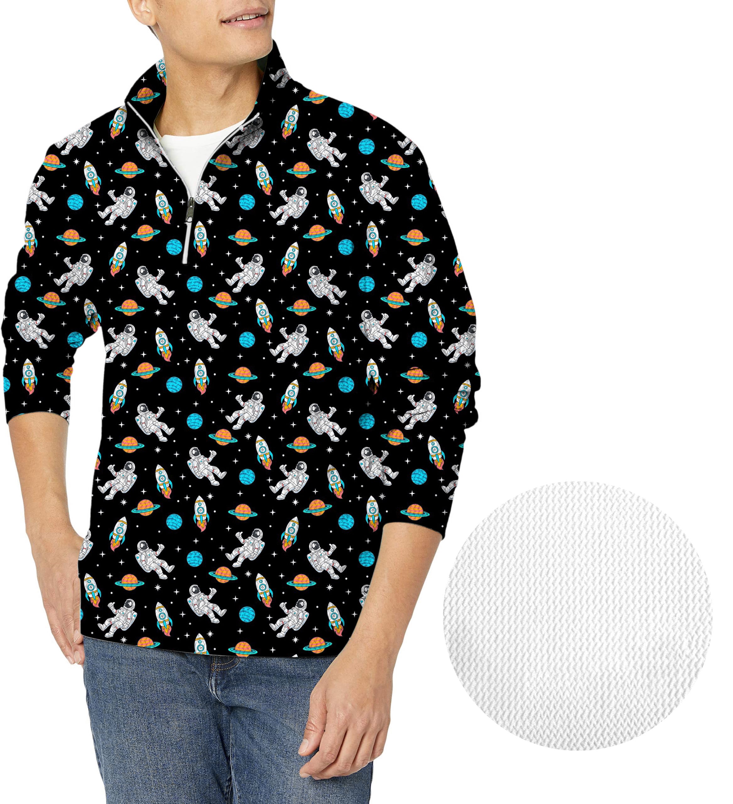 Space Man-Men's Golf Waffle Zipper Pullover