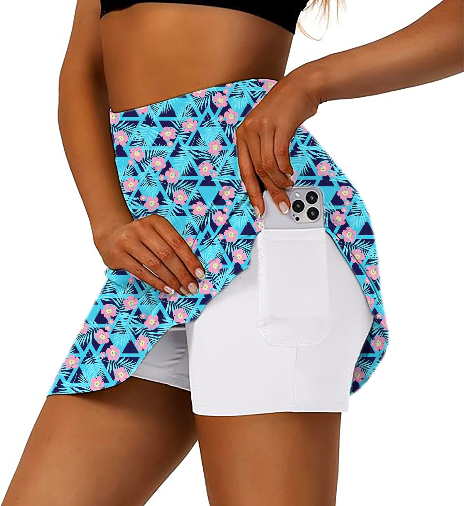 Tropical Bloom Women's Athletic Golf Skorts Flared Skirts
