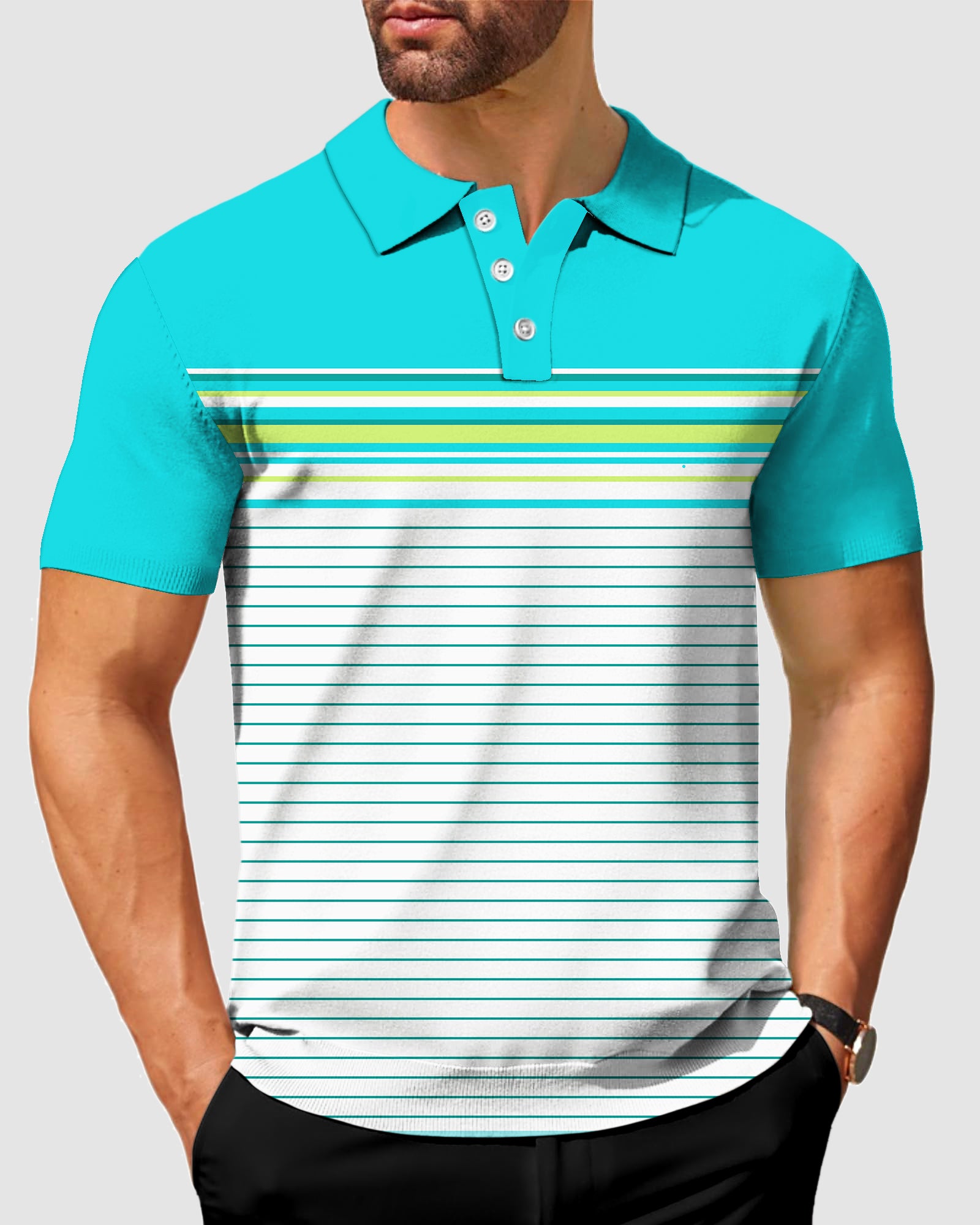 Men's Mix Horizontal Stripes-Stripe Series Polo