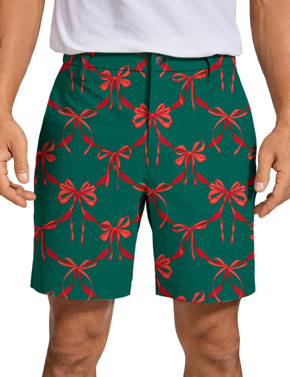 Men's Christmas red knot detail Golf Shorts