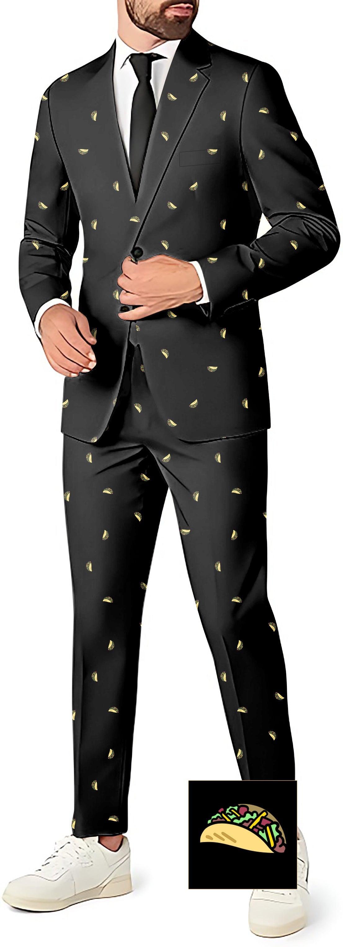 Taco Custom men's party costume blazer and pants suit set with taco print