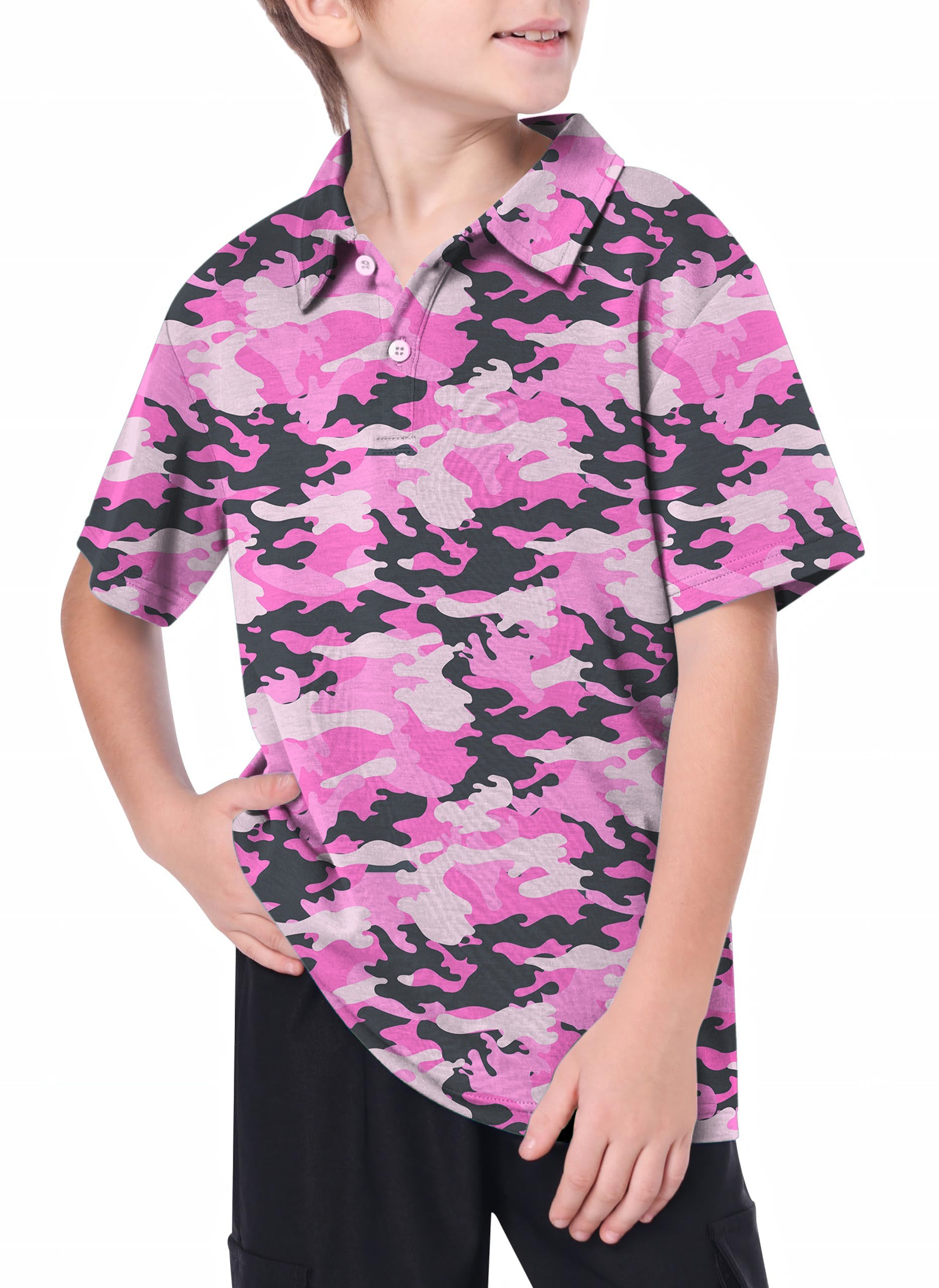 Youth Pink Camo Golf Polo