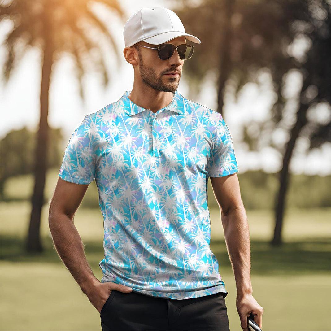 Men's Jungle coconut trees golf polo