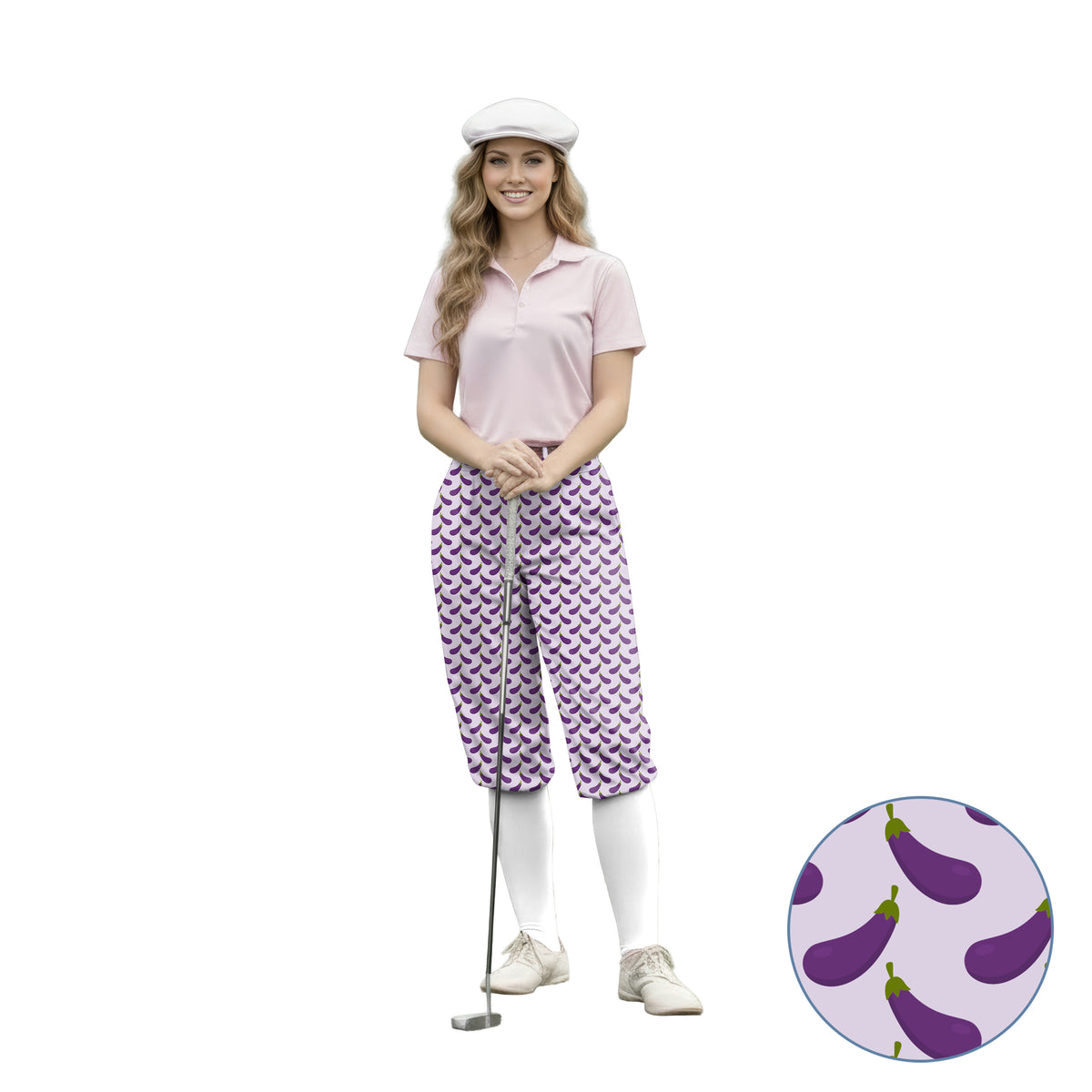 Personalize And Add To Cart Men's Purple eggplant Polo Womens Golf Knickers Pants