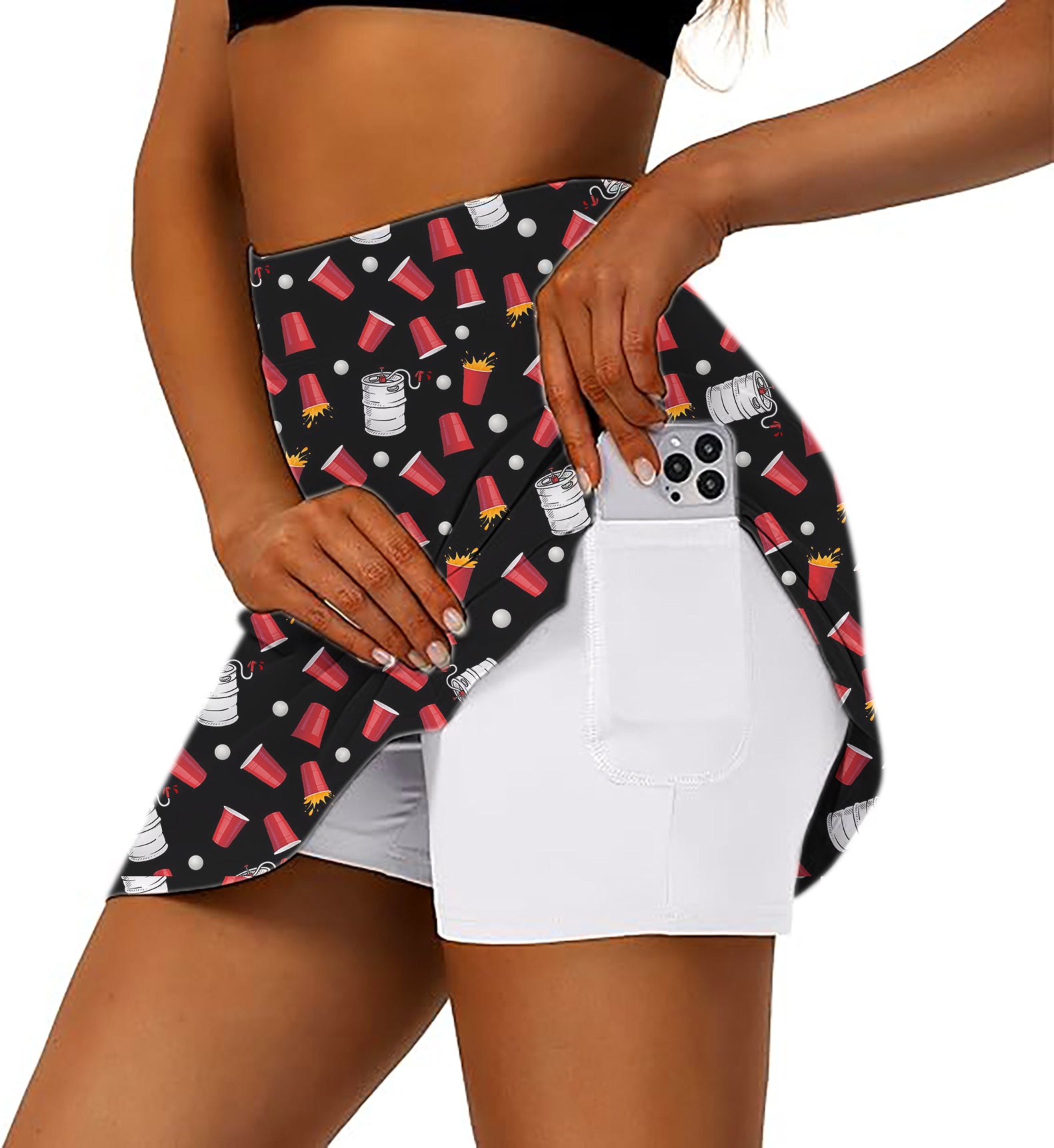 Women's Kegs & Cups Golf Skirts Inner Shorts Pocket