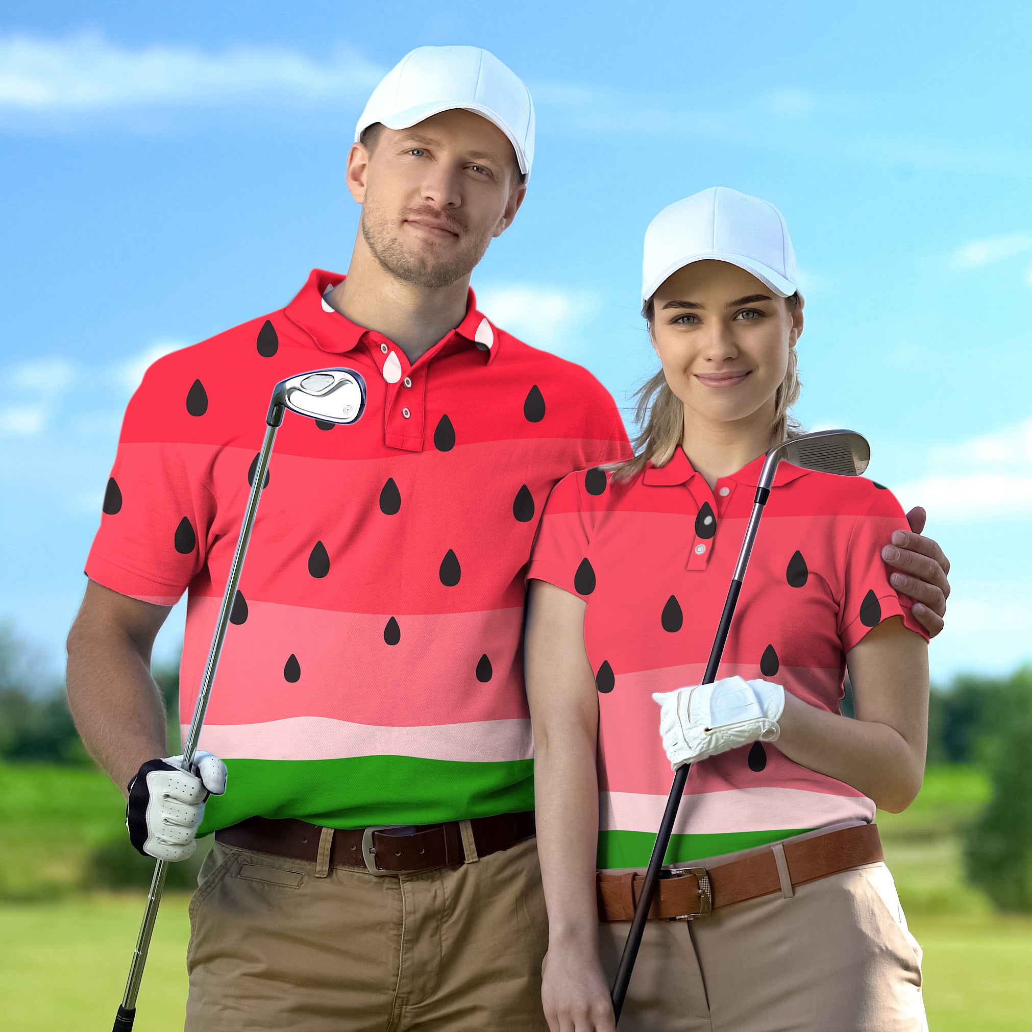 Golf Polo Couple Family set watermelon tournament