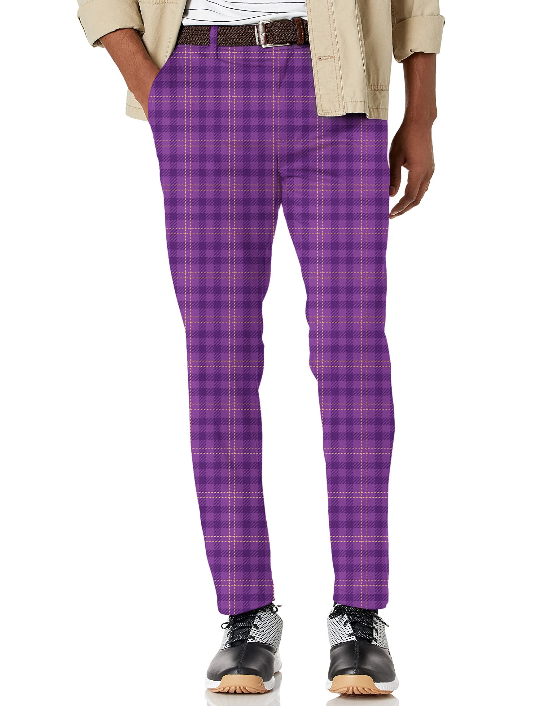 Men's Halloween purple plaid Stretch Golf Pants