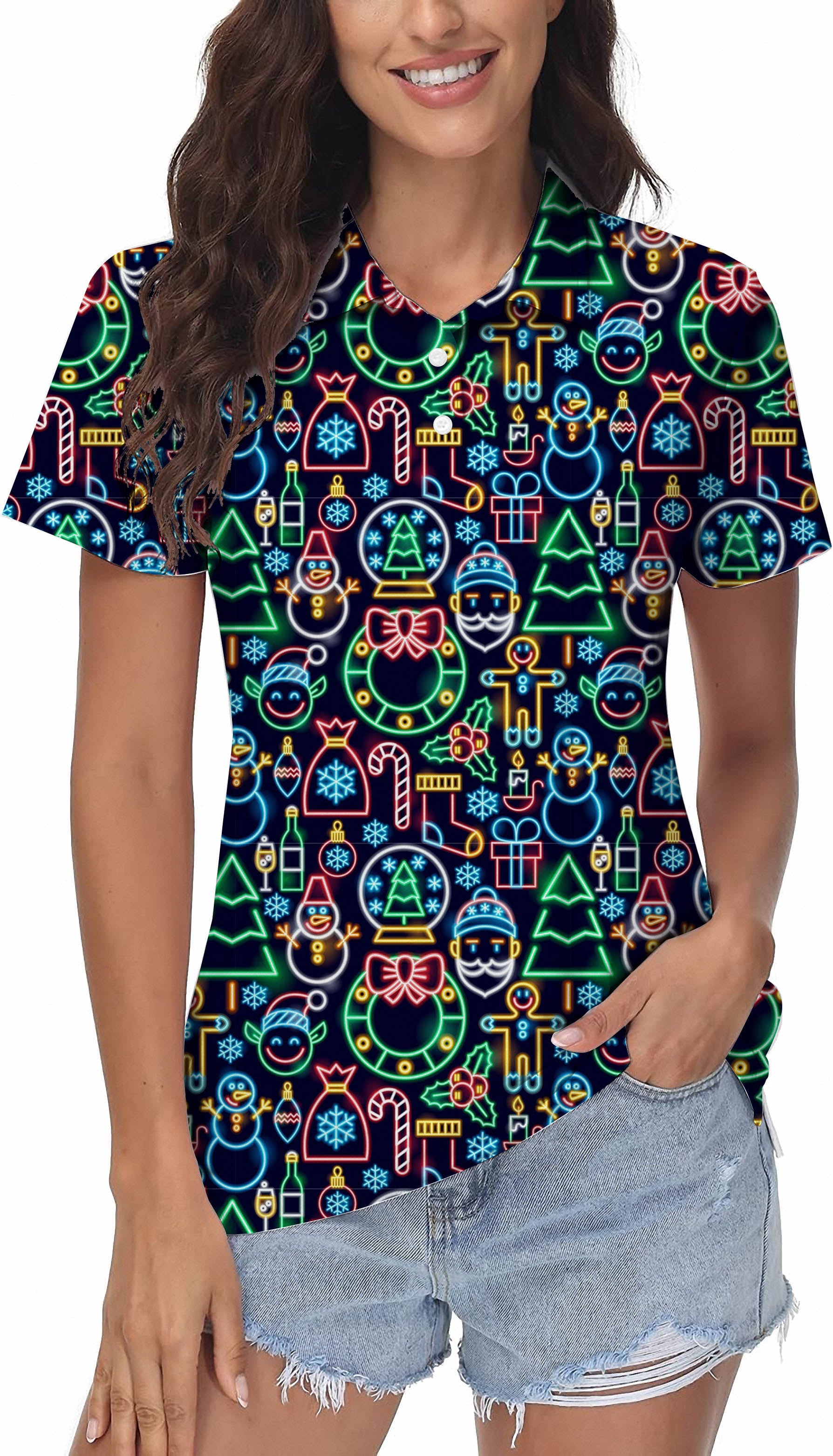 Neon Christmas Women's Golf Polo
