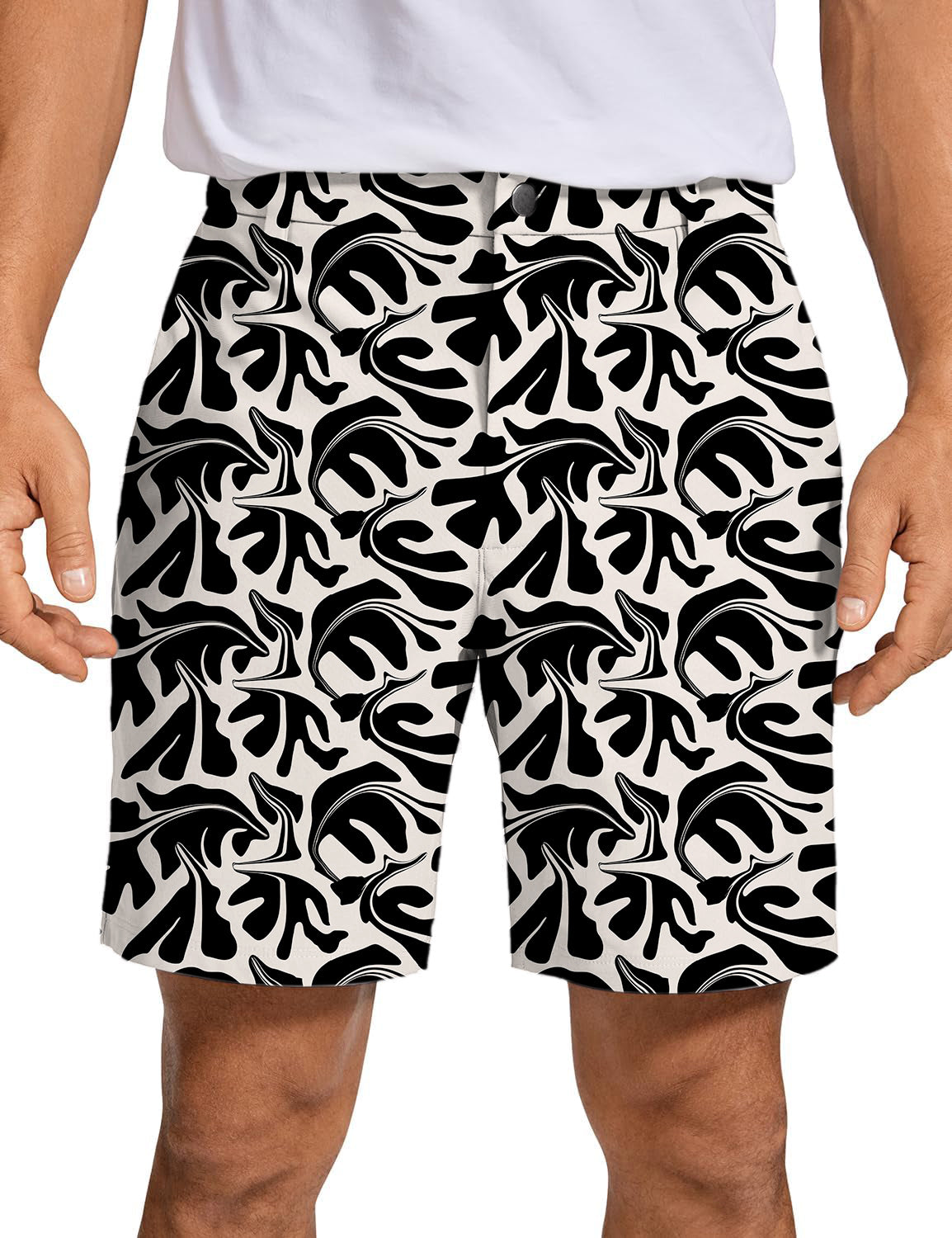 Men's Black Geometry Golf Shorts