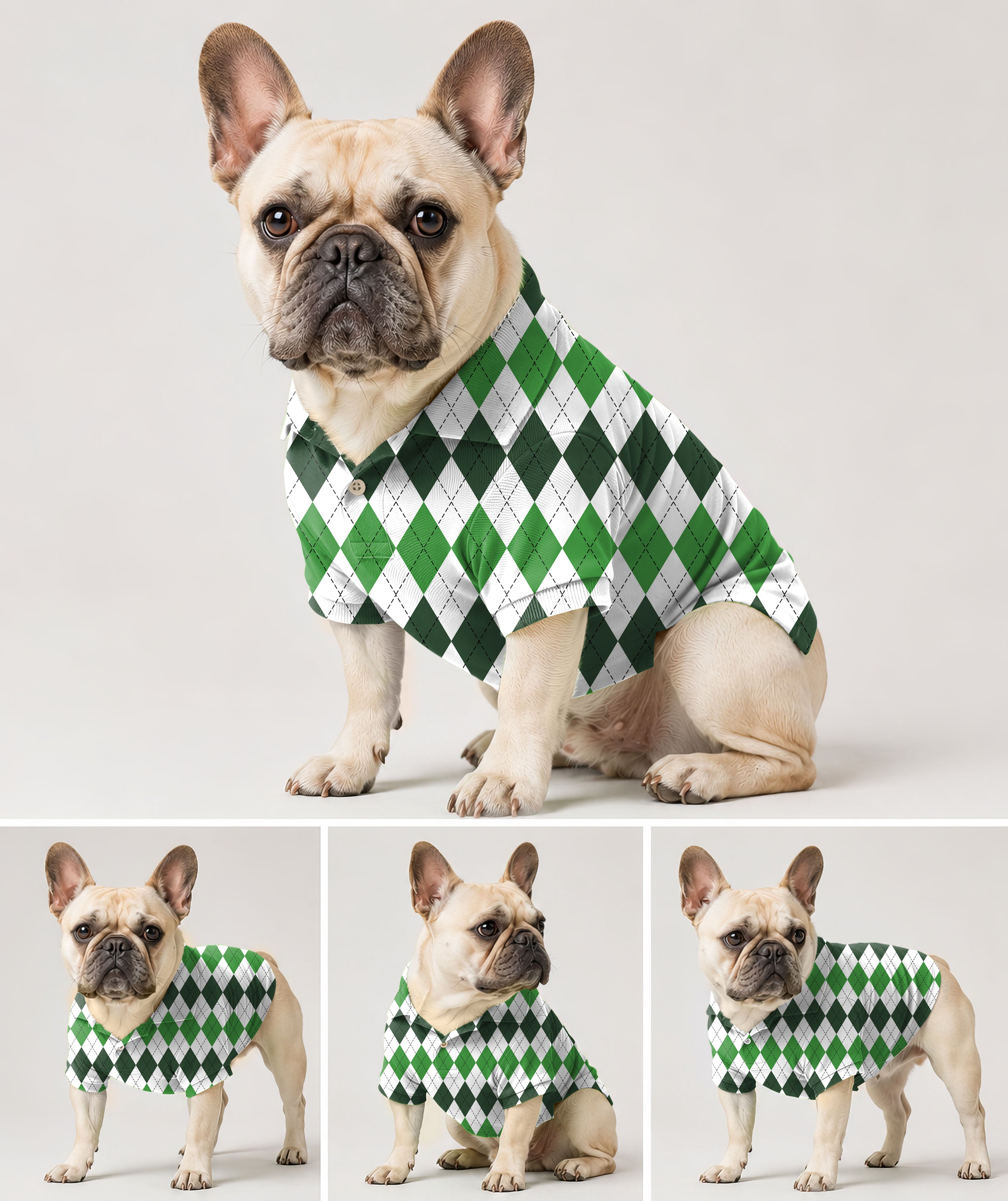 Dog's Golf polo St. Patricks day Argyle plaid