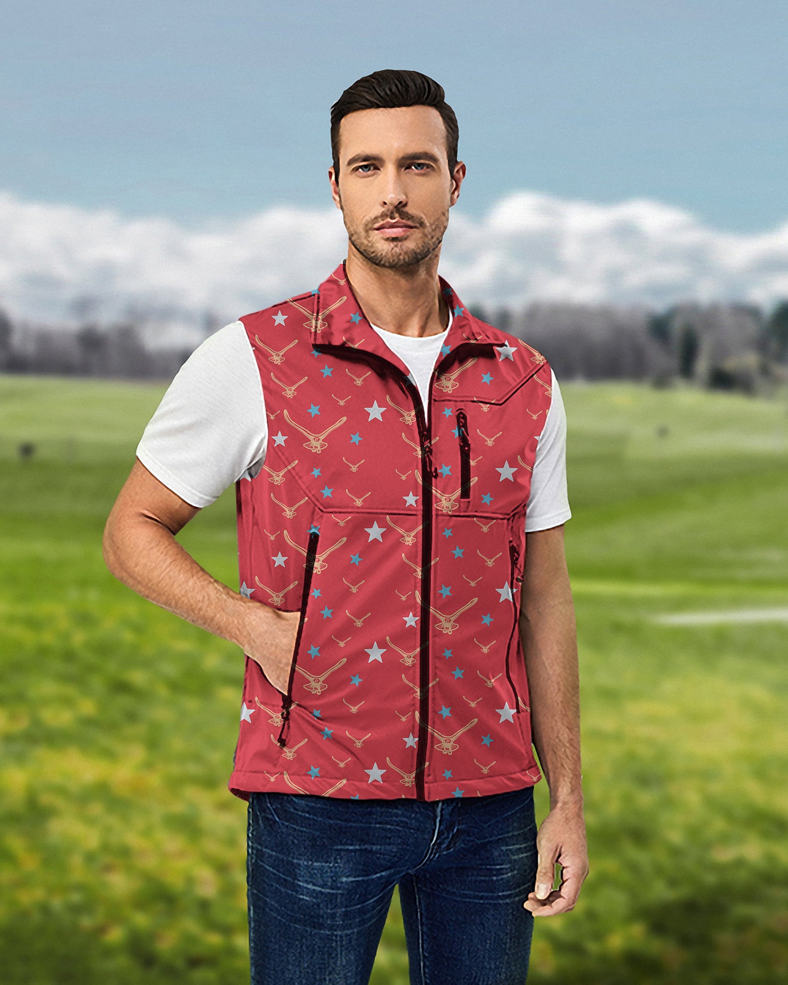 Men's limited edition star eagle Lightweight Softshell Vest Sleeveless Jacket for Golf Windproof Waterproof