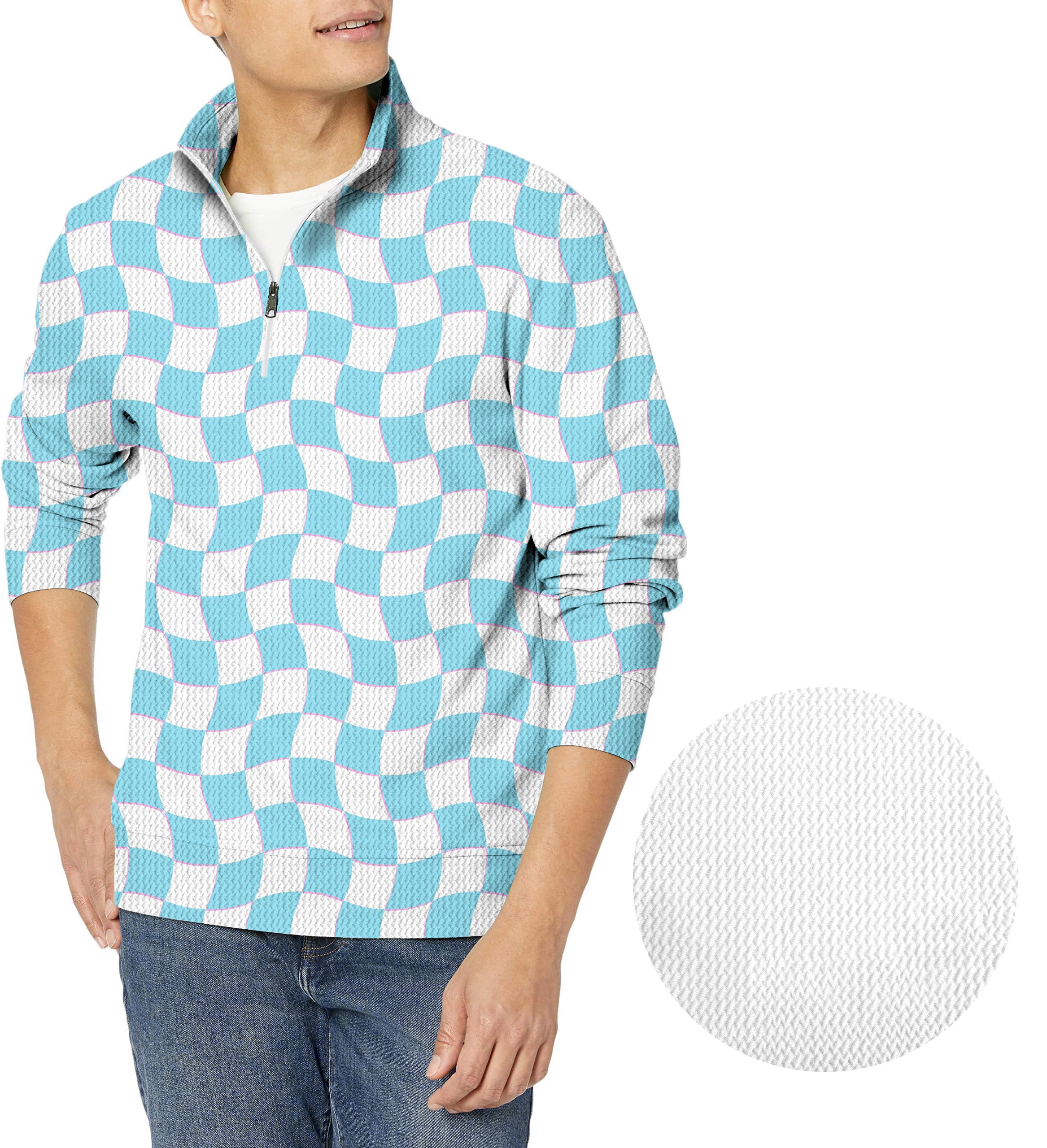 Summer Checkers-Men's Golf Waffle Zipper Pullover