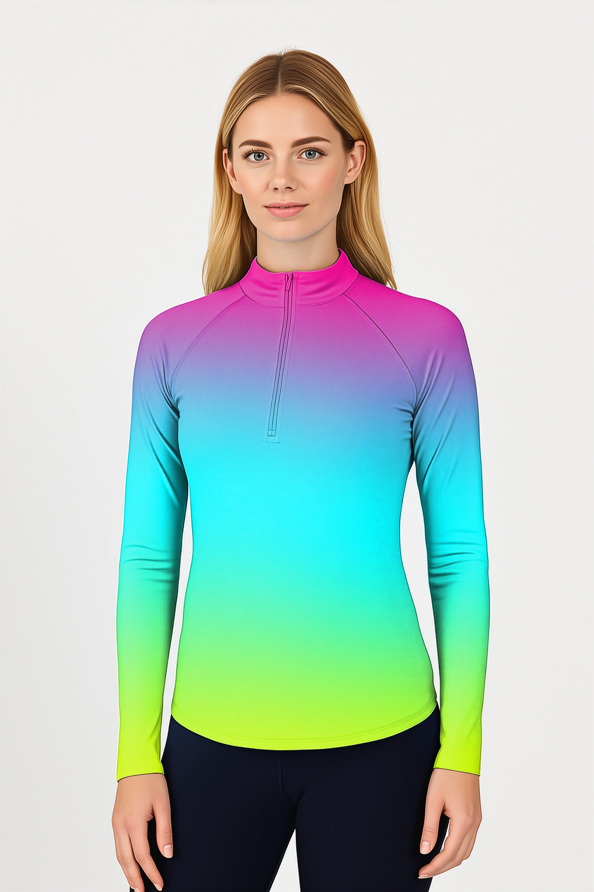 Neon Gradients Women's Golf Active 3/4 Zip Top  Long Sleeves