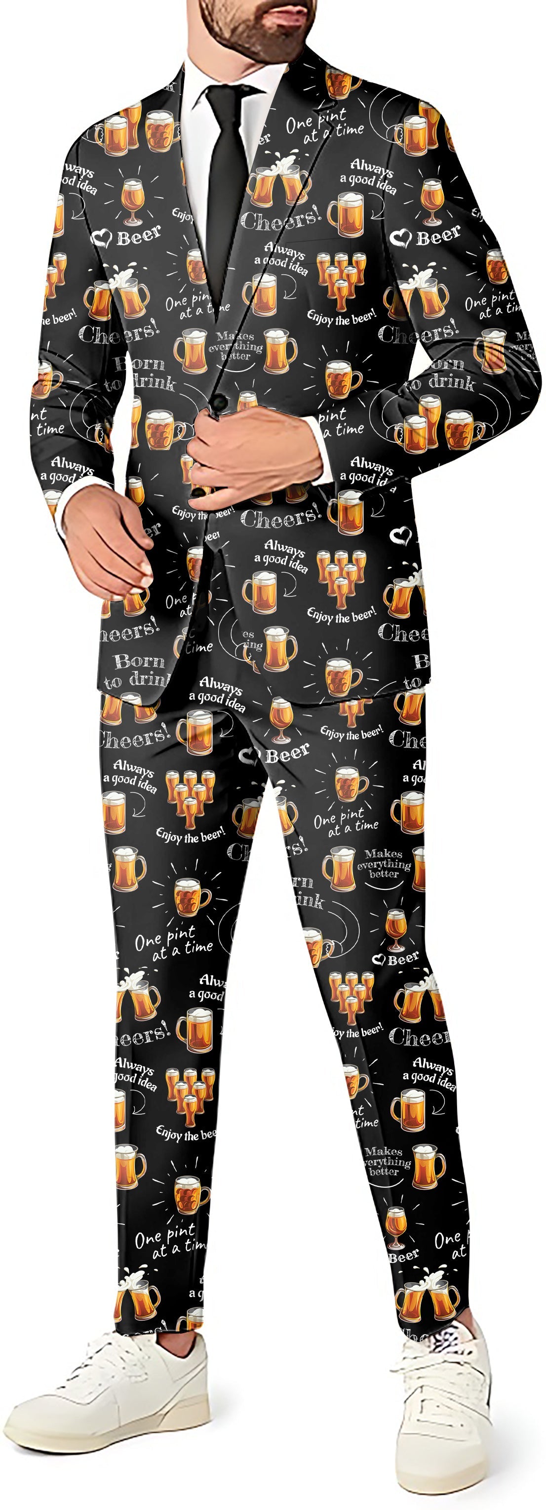 cheer beer men's party costume blazer pants vest set with beer mug design