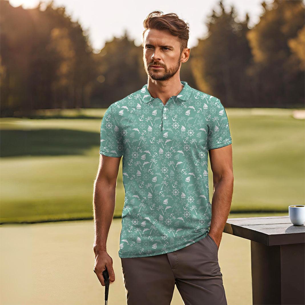 Men's ship's anchor golf polo