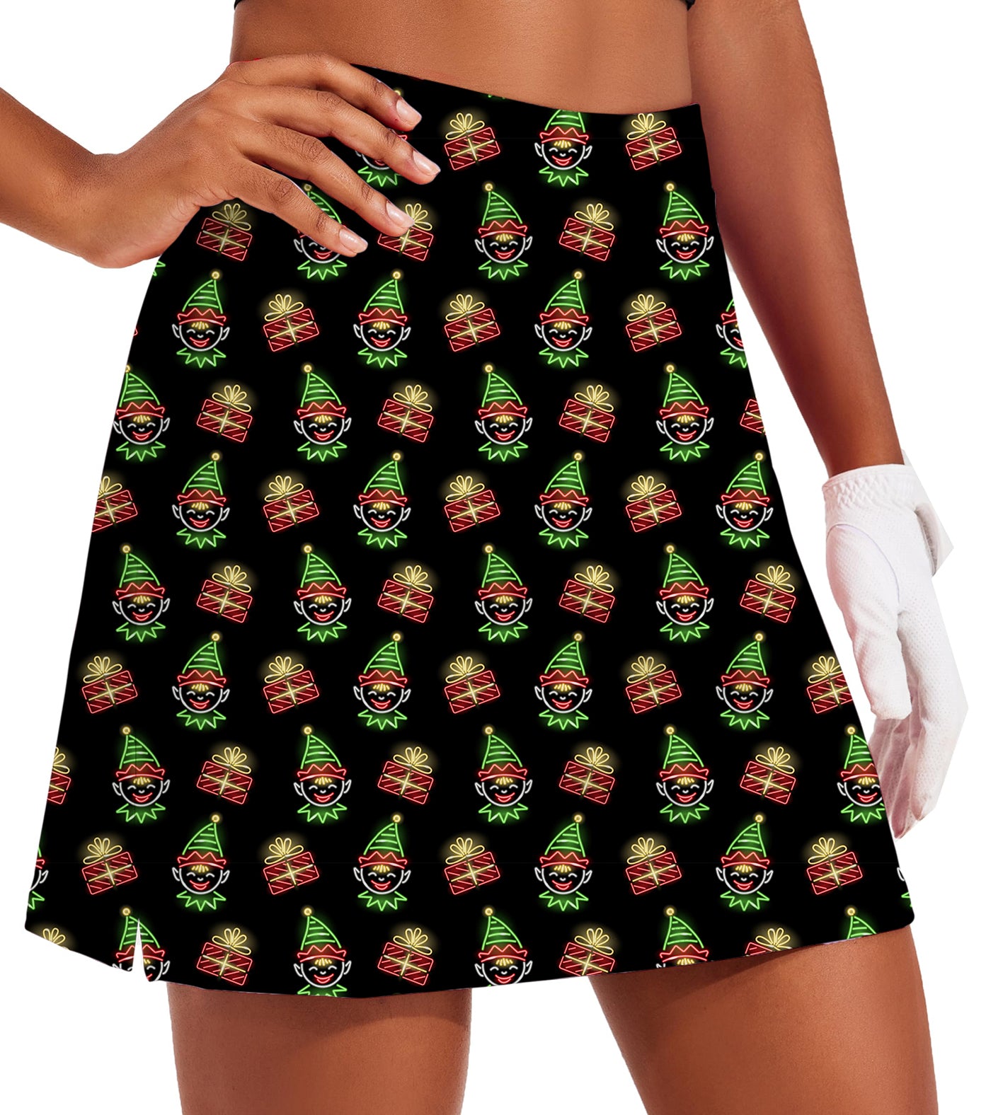 Women's Christmas Joker Golf Skirts Inner Shorts Pocket