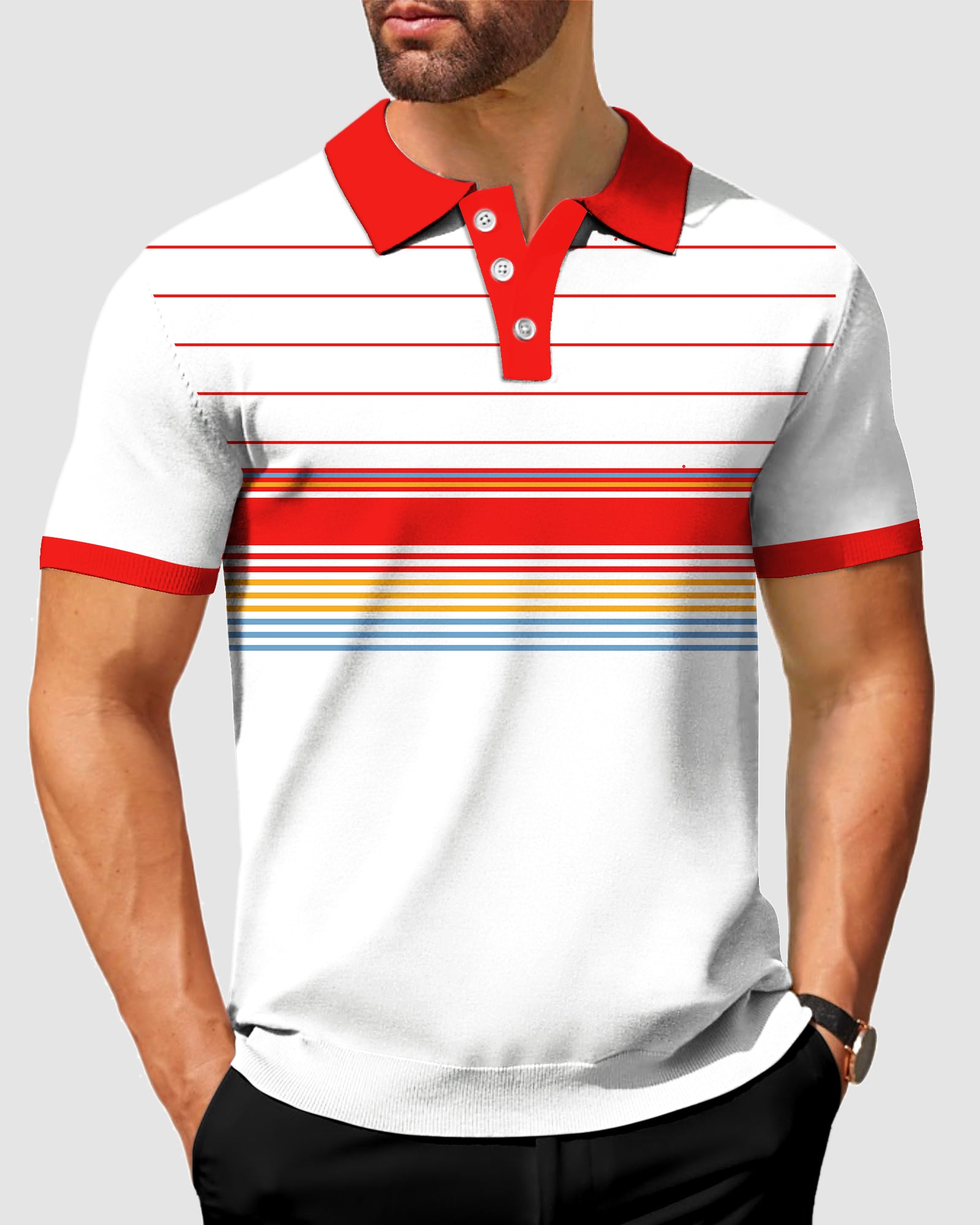 Men's Mix Horizontal Stripes-Stripe Series Polo