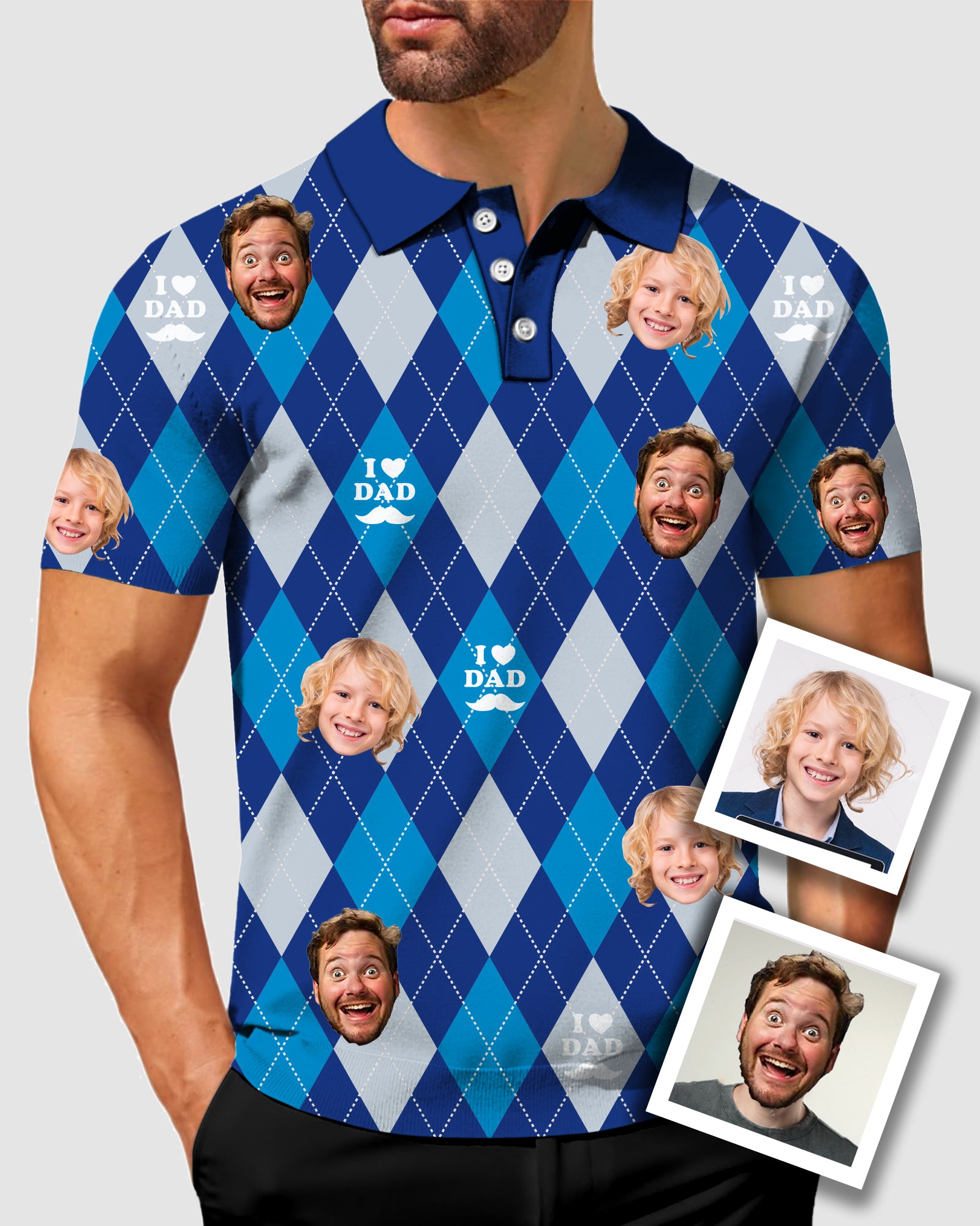 Men's To My Dad Custom Face Men's Golf Polo Father's Day Gift Polo